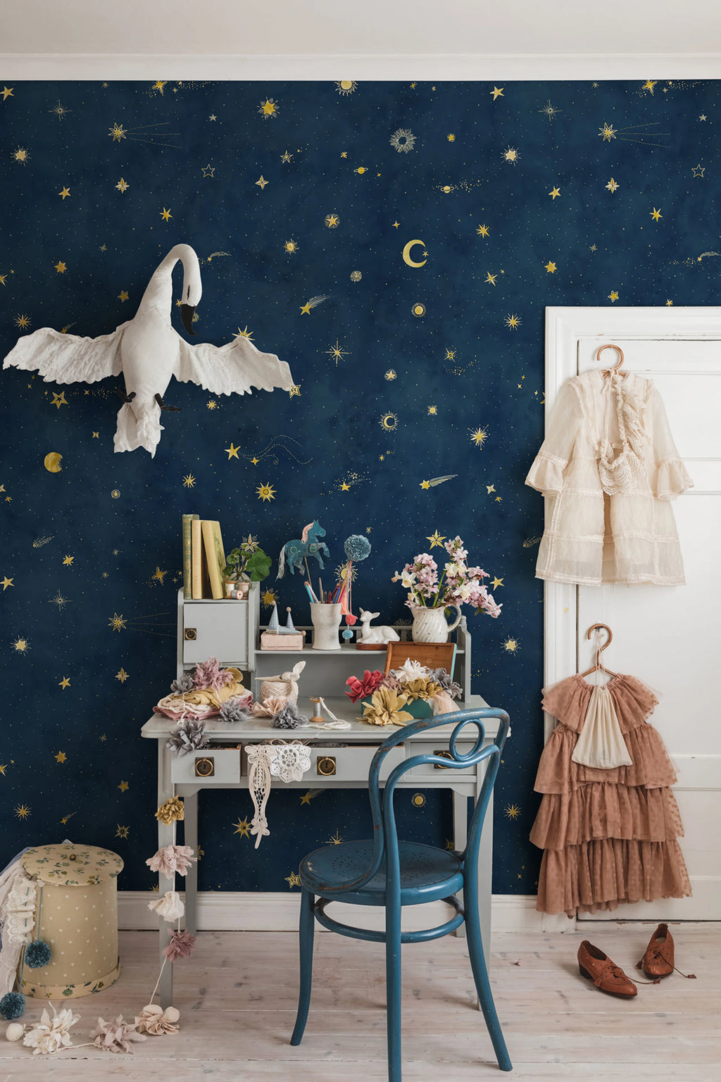Starry Sky wallpaper by Sandberg – sky & clouds design, Blue – Petrol