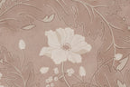 Poppy wallpaper by Sandberg in taupe, close-up of a single cream poppy bloom among scrolling leaves