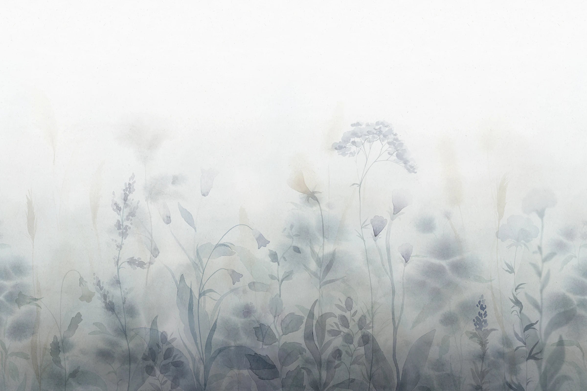 Vilda wall mural by Sandberg – floral design, Blue – Misty Blue – styled in a room setting, view 4