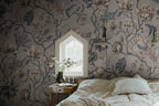 Belinda wallpaper by Sandberg – floral design, Blue – Misty Blue – styled in a room setting, view 12