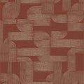 Hector wallpaper by Casamance in terracotta, flat swatch of the looping Art Deco lines in cream on rust