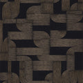 Hector wallpaper by Casamance in black and bronze, flat swatch of the geometric Art Deco curved-line pattern