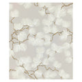 Pine wallpaper by Sandberg, flat swatch of pine in soft white on a warm grey ground with gold-brown branches