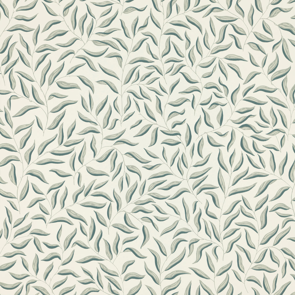 Karolina wallpaper by Sandberg, flat swatch of soft green trailing leaves on cream
