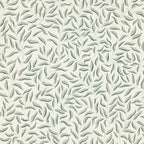 Karolina wallpaper by Sandberg, flat swatch of soft green trailing leaves on cream