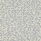 Karolina wallpaper by Sandberg, flat swatch of blue trailing leaves on cream