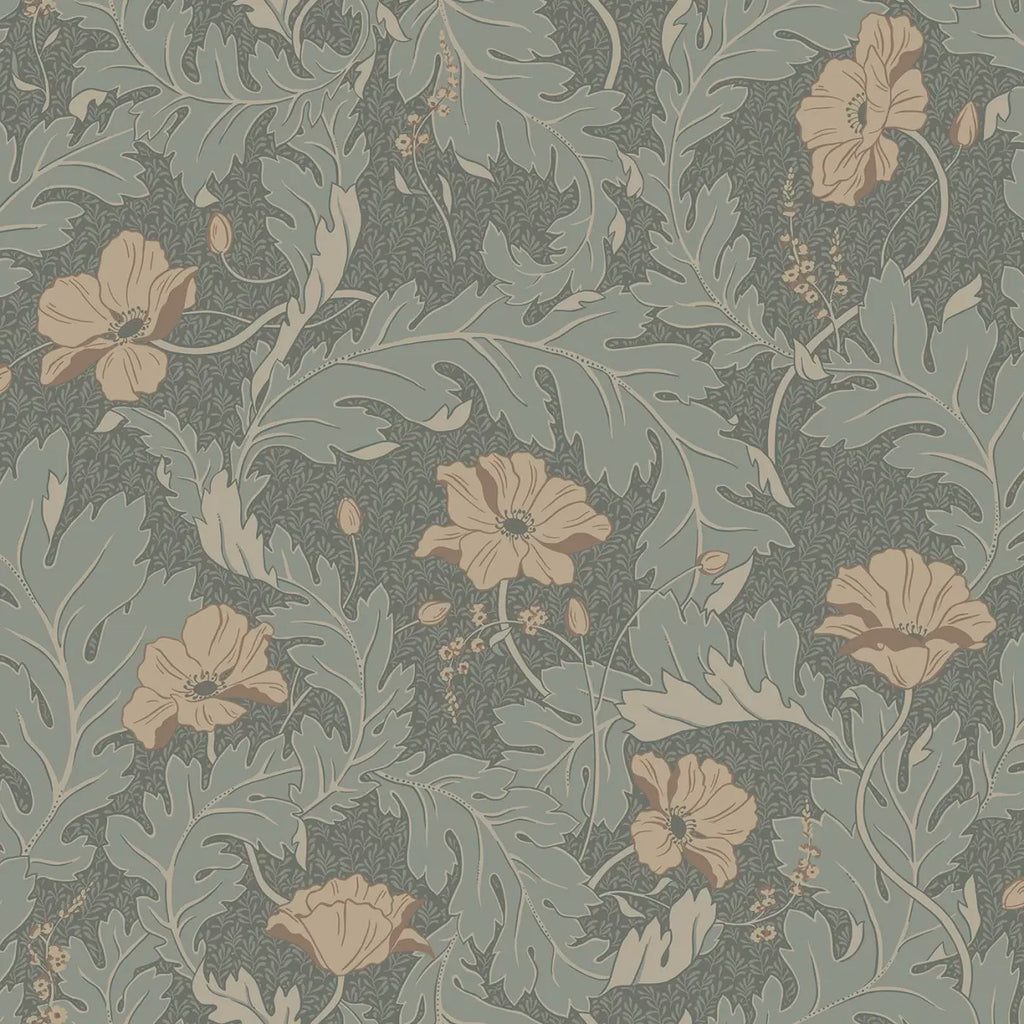 Charlotta Forest Green wallpaper by Sandberg – botanical design