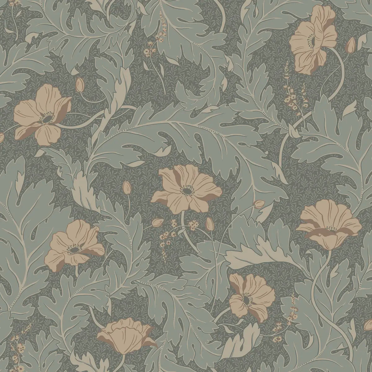 Charlotta Forest Green wallpaper by Sandberg – botanical design