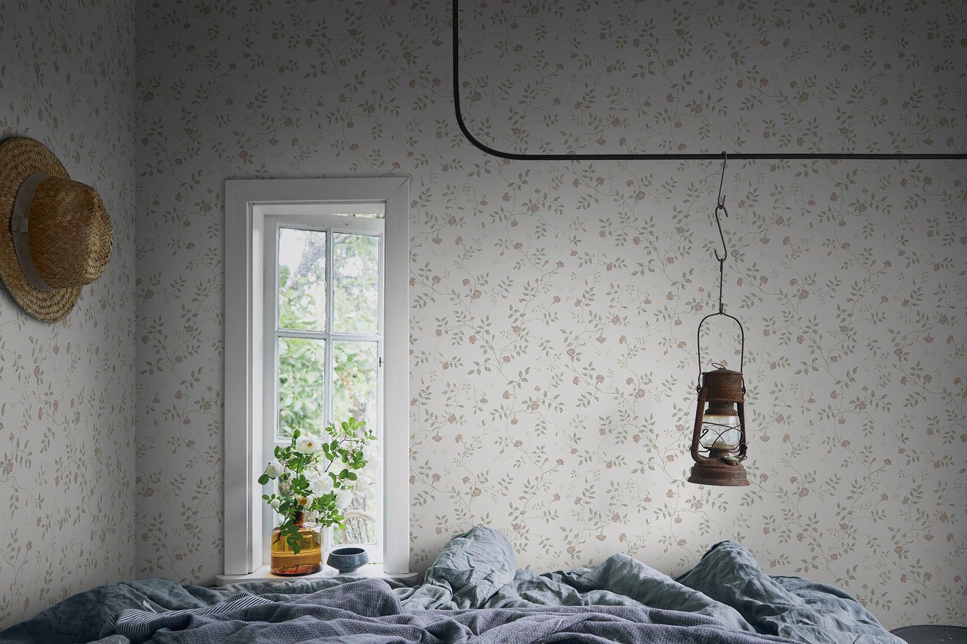 Henny wallpaper by Sandberg in Pastel, styled on an interior wall