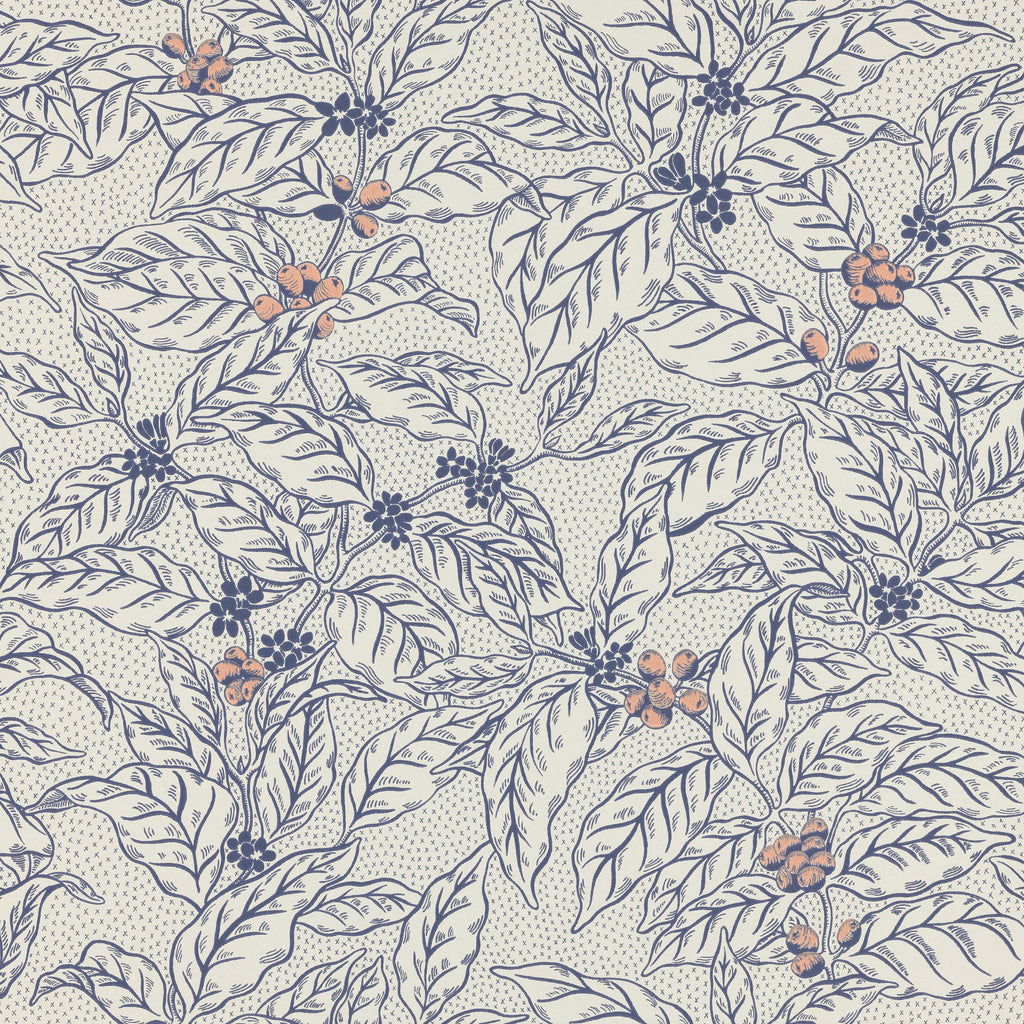 Caffeine wallpaper by Langelid/von Bromssen - botanical design in Blue