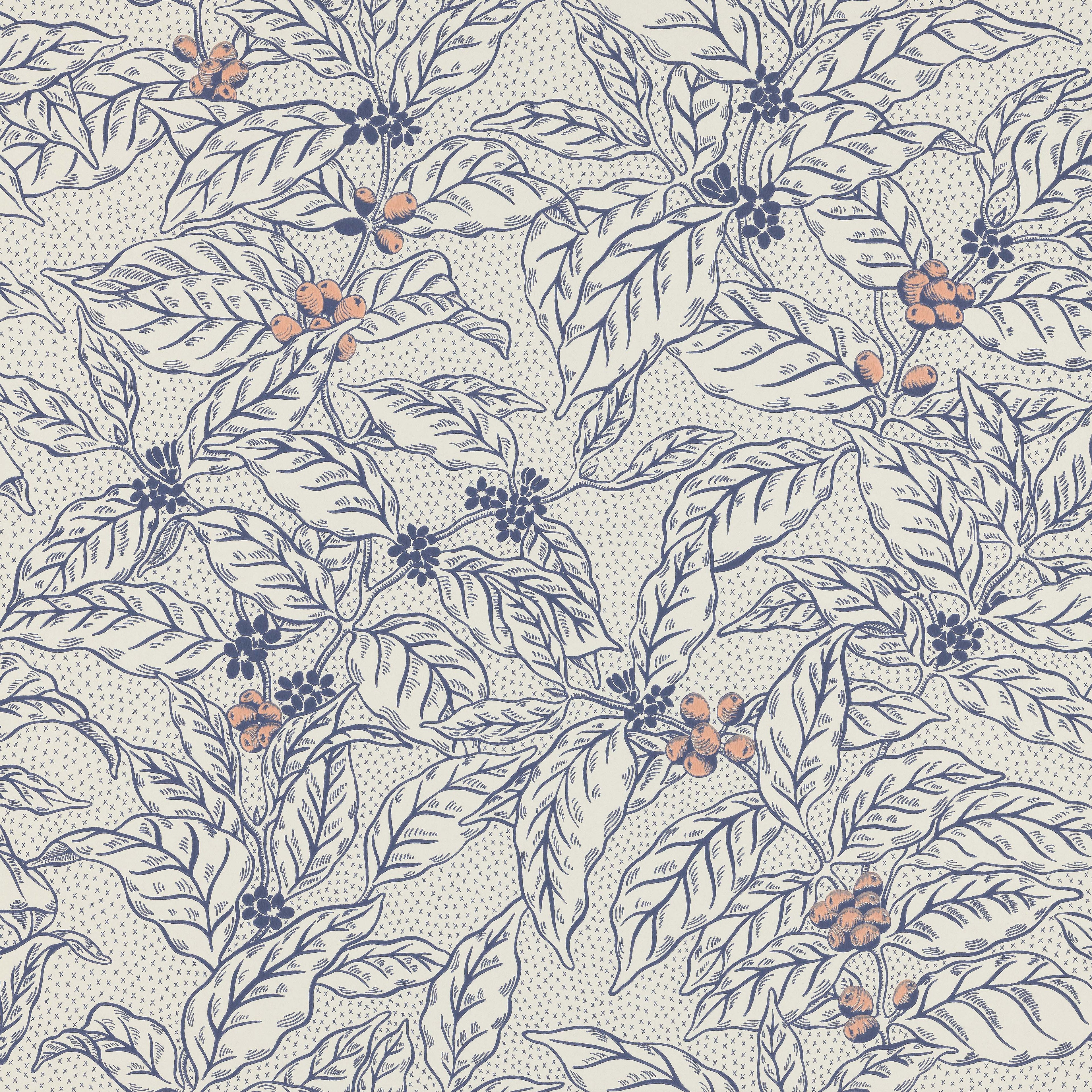 Caffeine wallpaper by Langelid/von Bromssen - botanical design in Blue