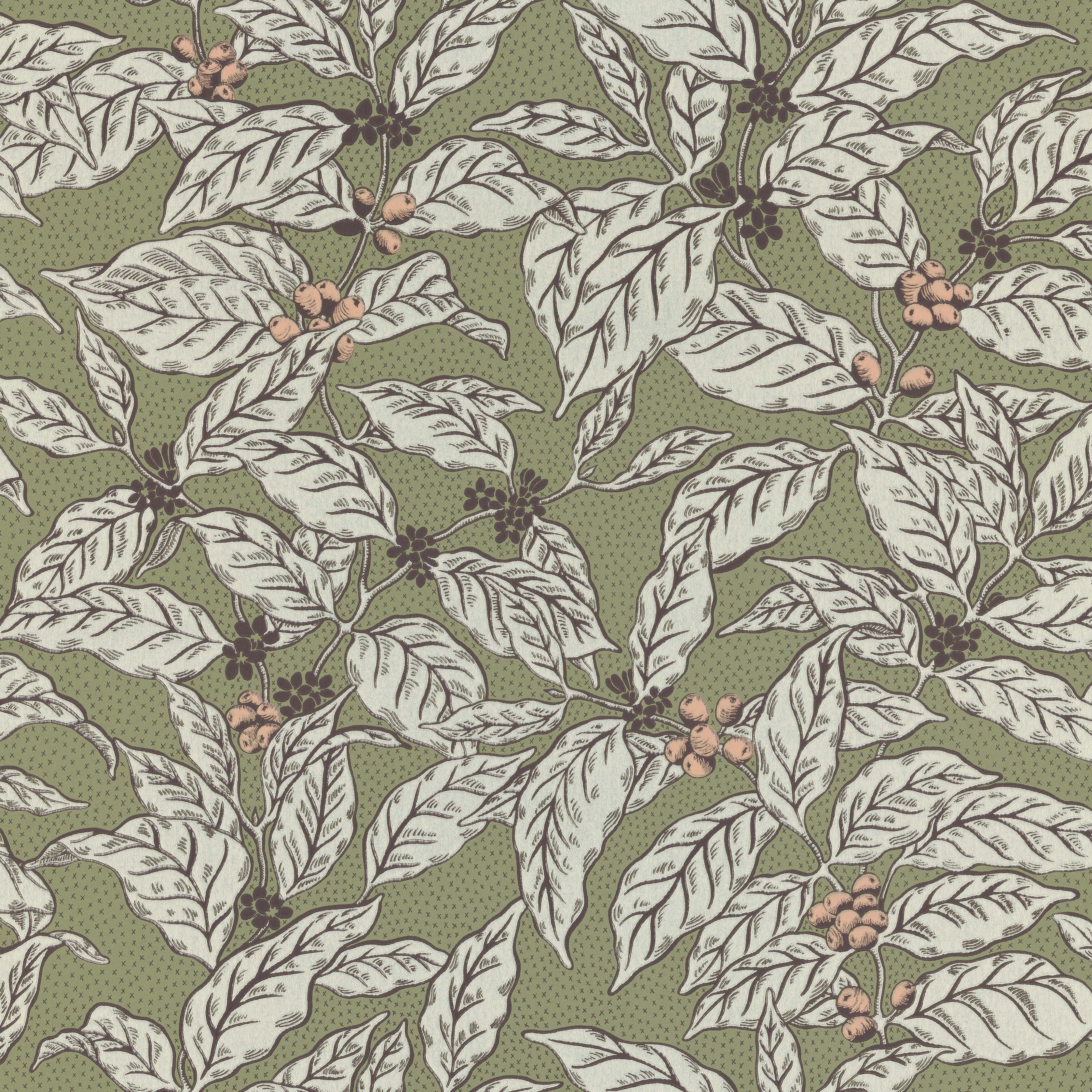 Caffeine wallpaper by Langelid/von Bromssen - botanical design in Green