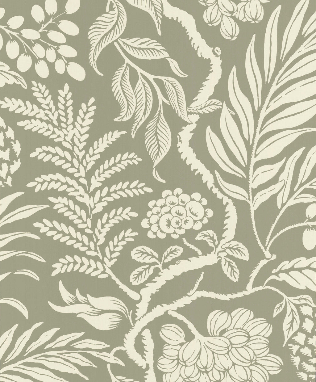 Cornucopia wallpaper by Langelid/von Bromssen - floral design in Green – Khaki
