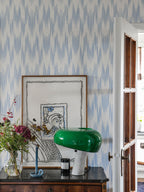 Ikat wallpaper by Langelid/von Bromssen - geometric design in Blue – Mediterranean