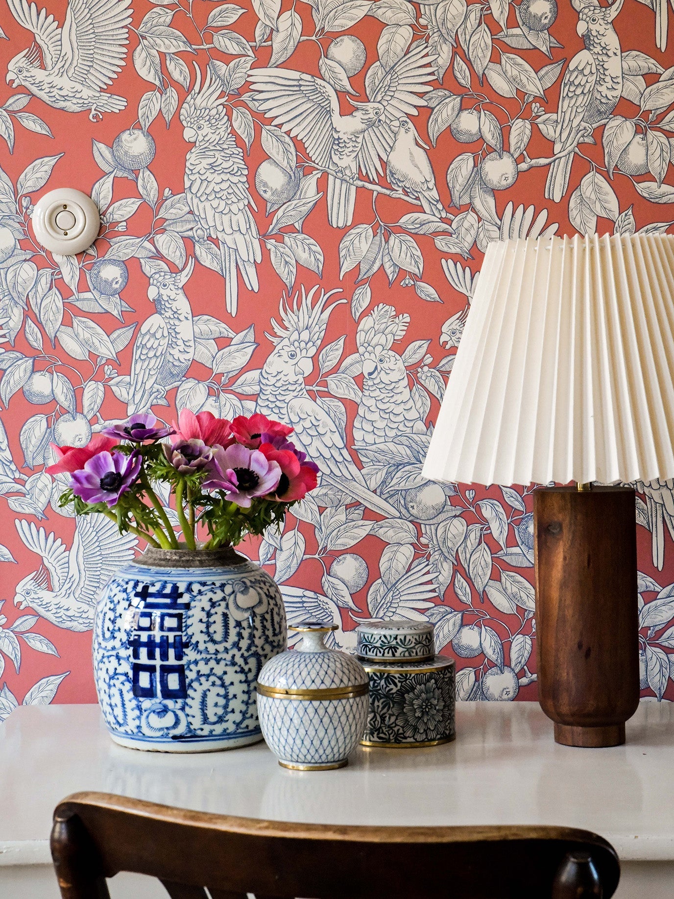Talk about Cockatoos wallpaper by Langelid/von Bromssen - animals design in Red