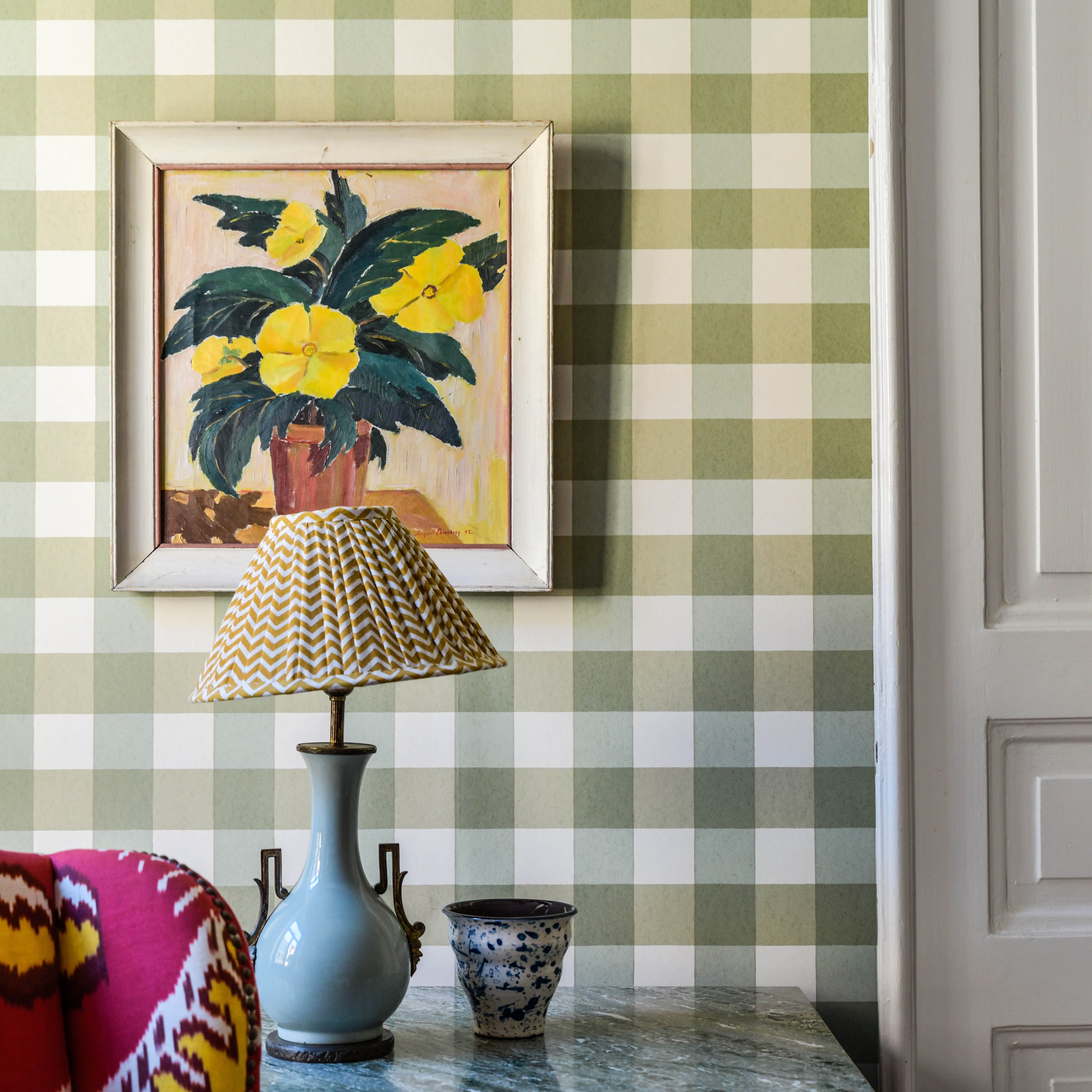 Picnic wallpaper by Langelid/von Bromssen - geometric design in Green