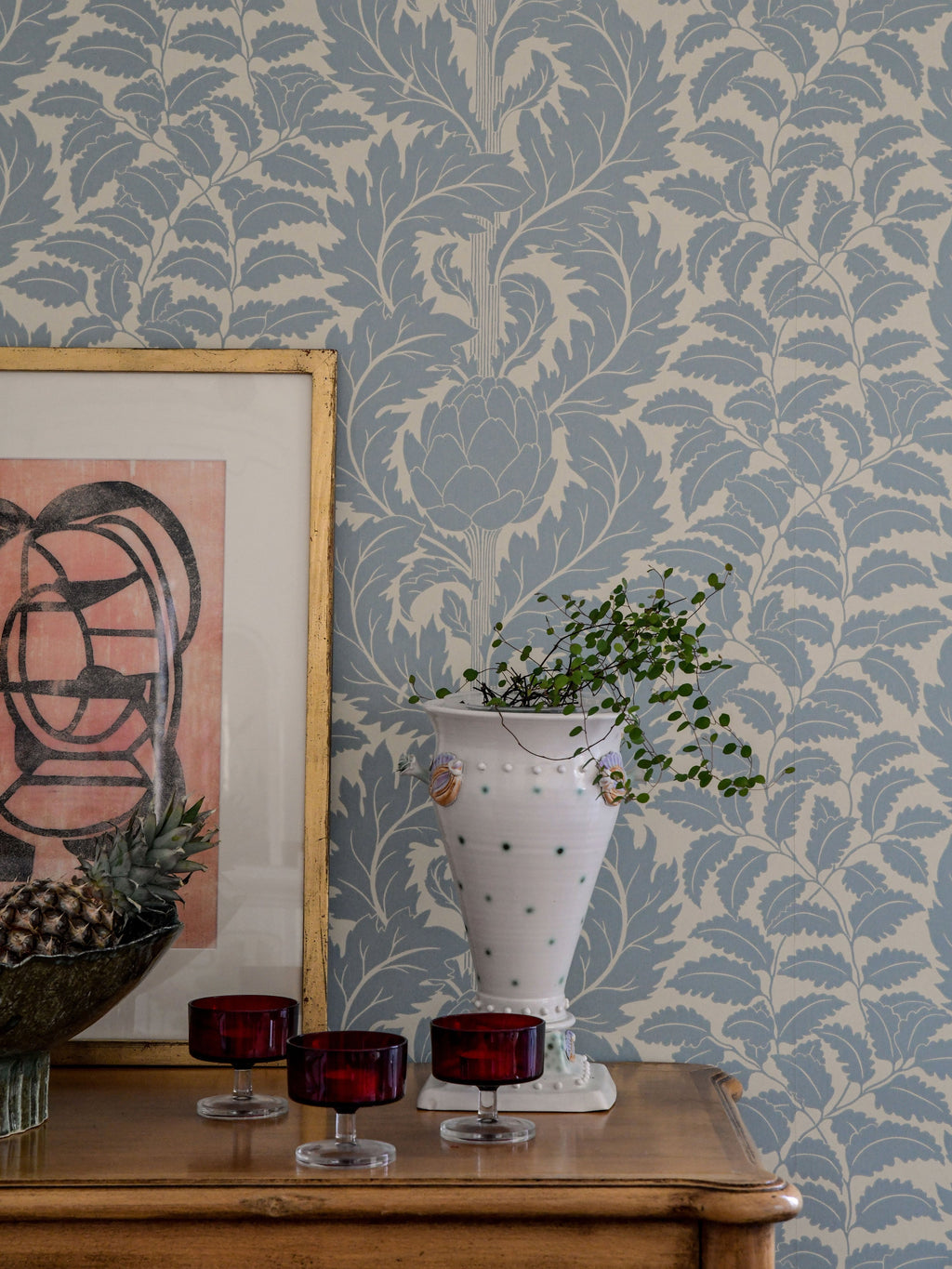 Artichoke wallpaper by Langelid/von Bromssen - botanical design in Blue