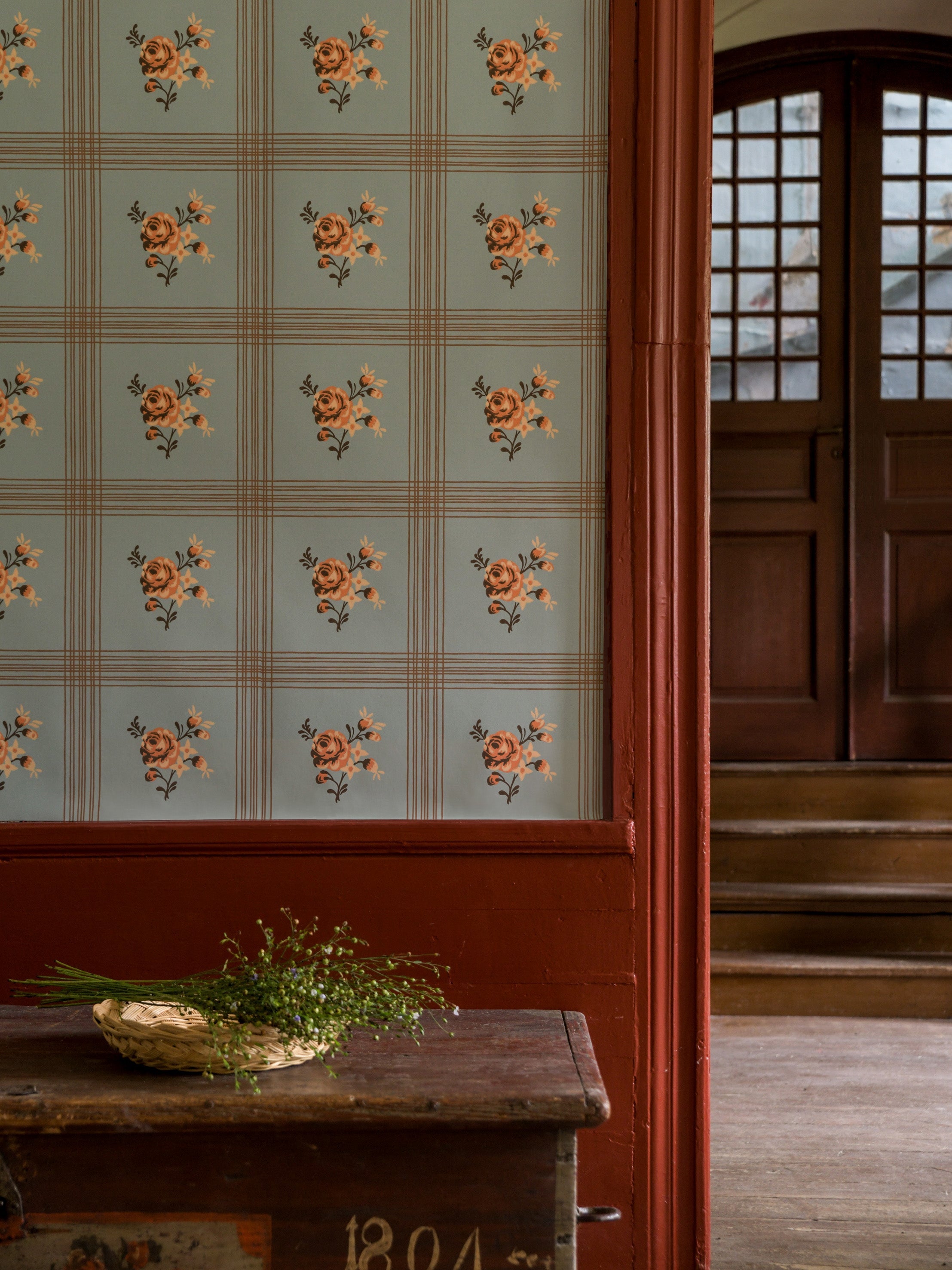 Rose wallpaper by Langelid/von Bromssen - floral design in Teal