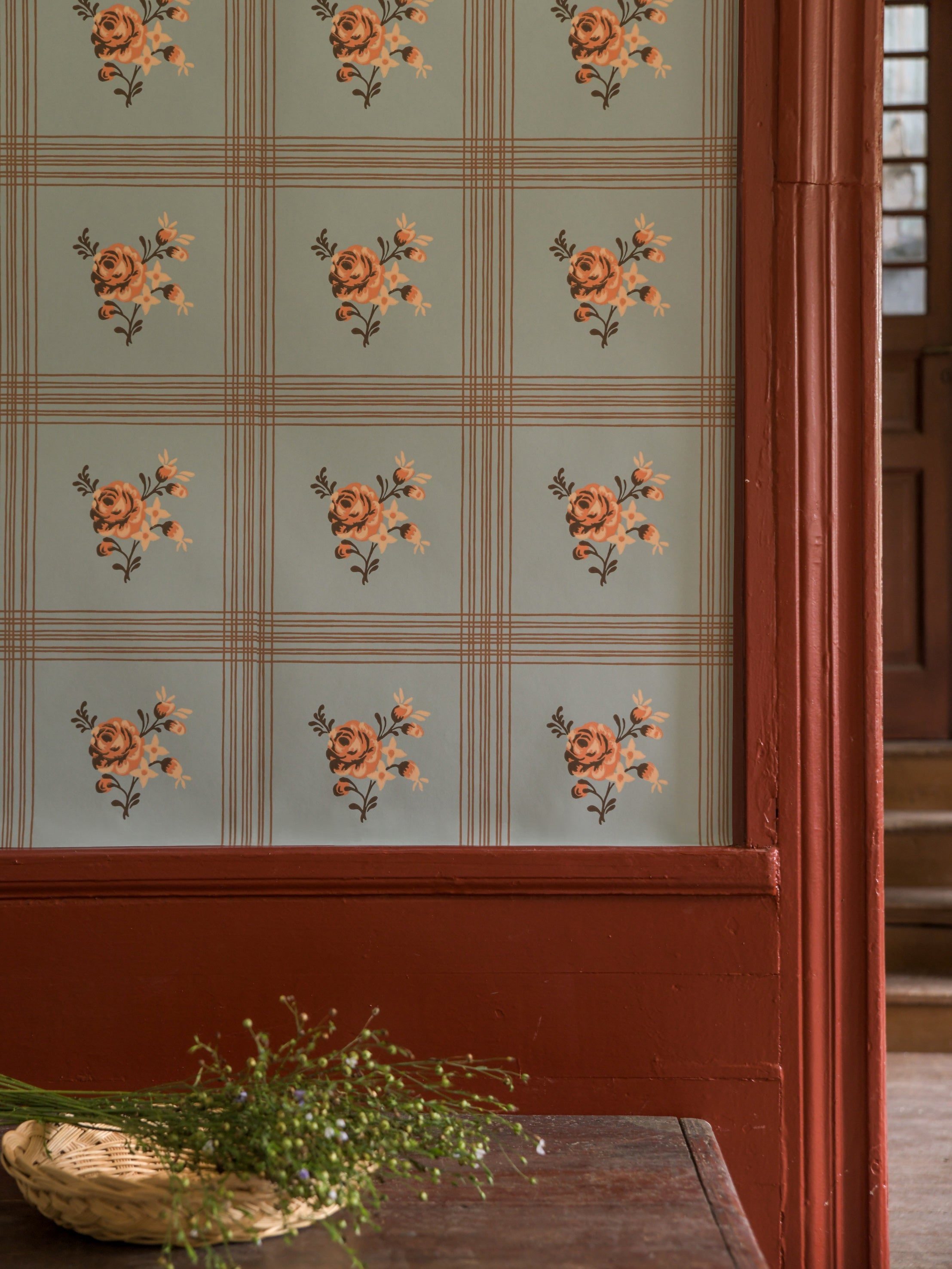 Rose wallpaper by Langelid/von Bromssen - floral design in Teal