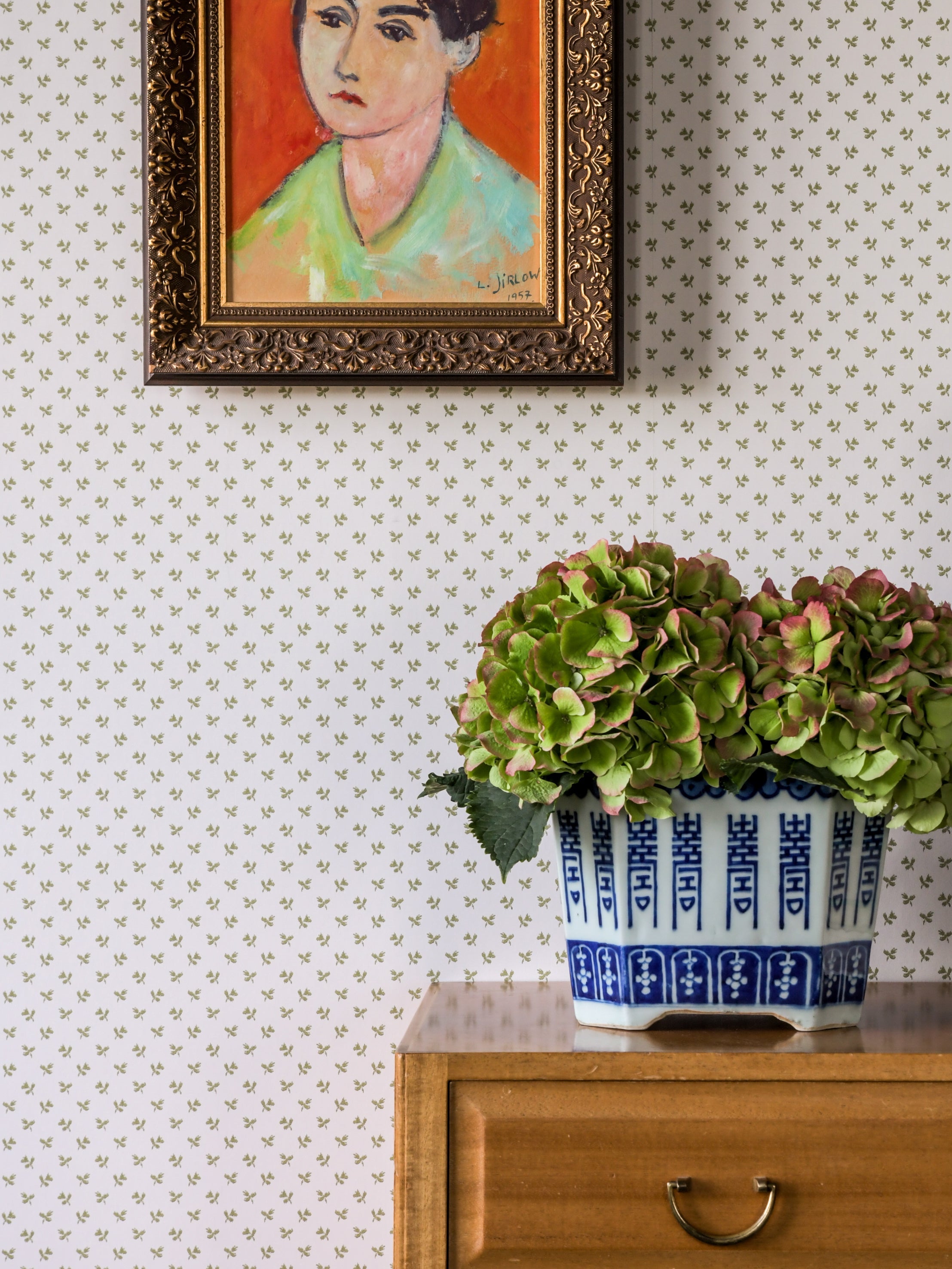 Tiny Flower wallpaper by Langelid/von Bromssen - floral design in Green