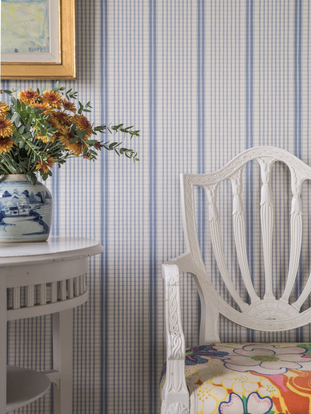 Como wallpaper by Langelid/von Bromssen - stripe design in Blue