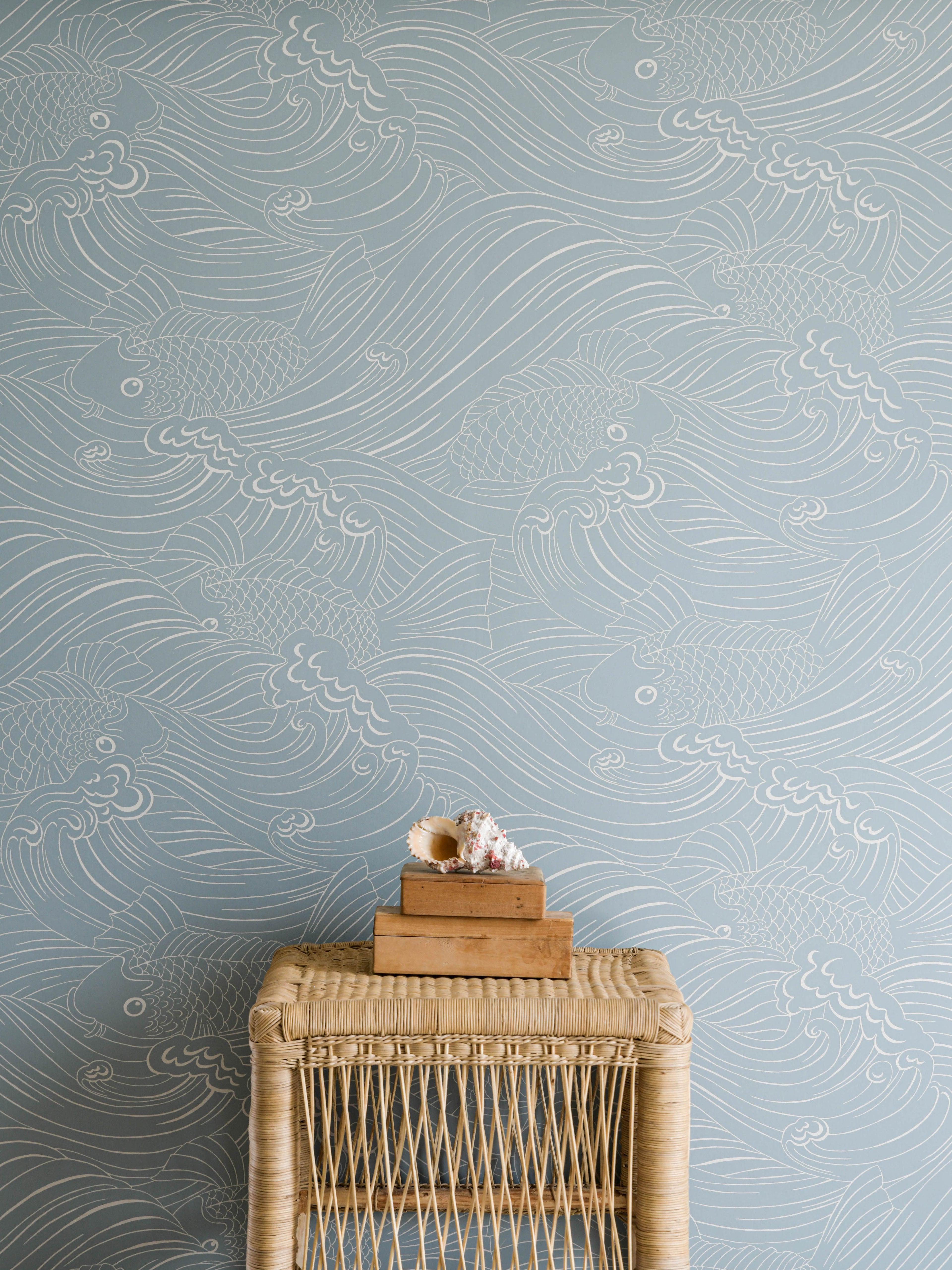 Plenty more Fish wallpaper by Langelid/von Bromssen - coastal design in Blue – Ocean