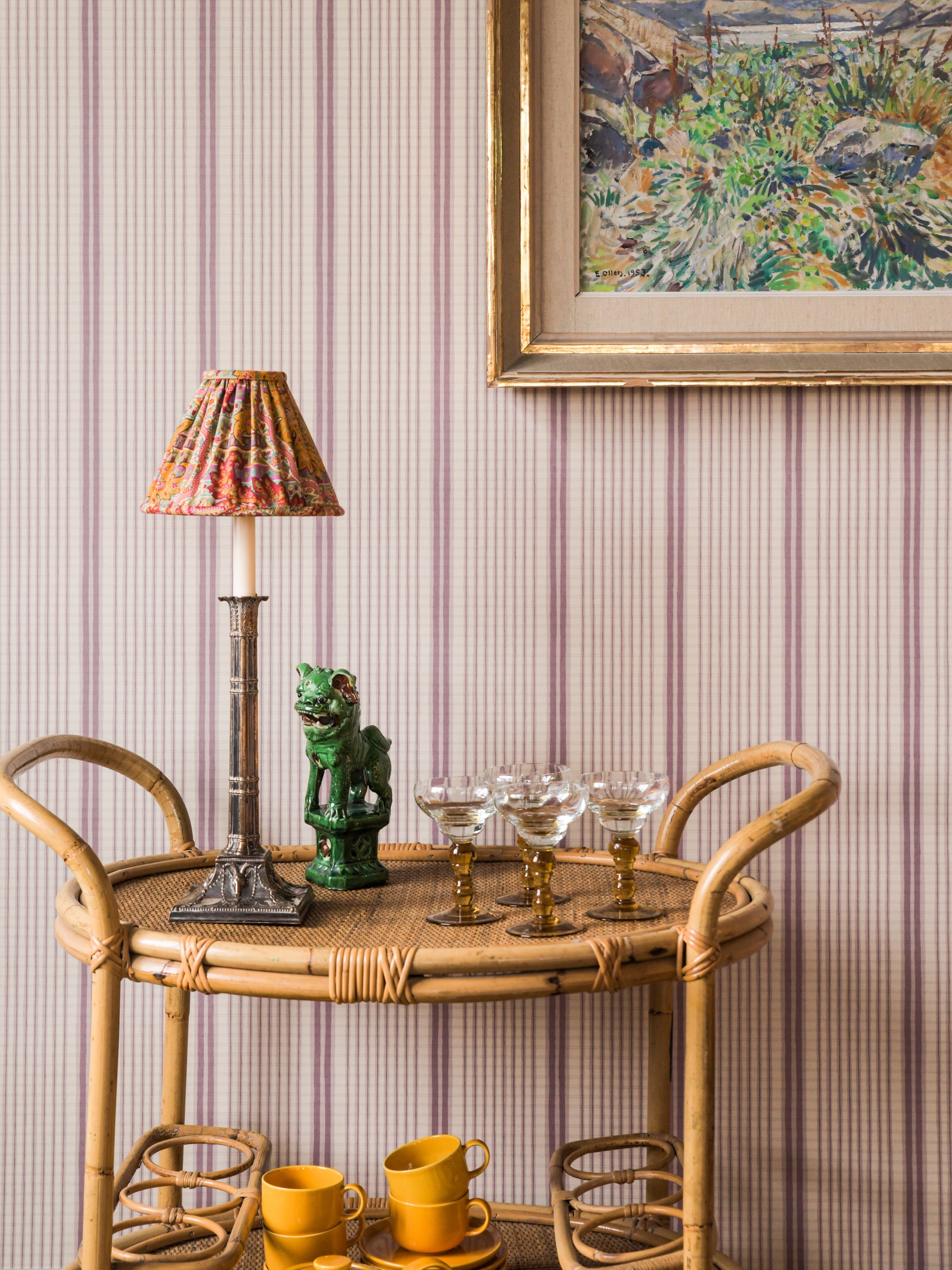 Como wallpaper by Langelid/von Bromssen - stripe design in Red