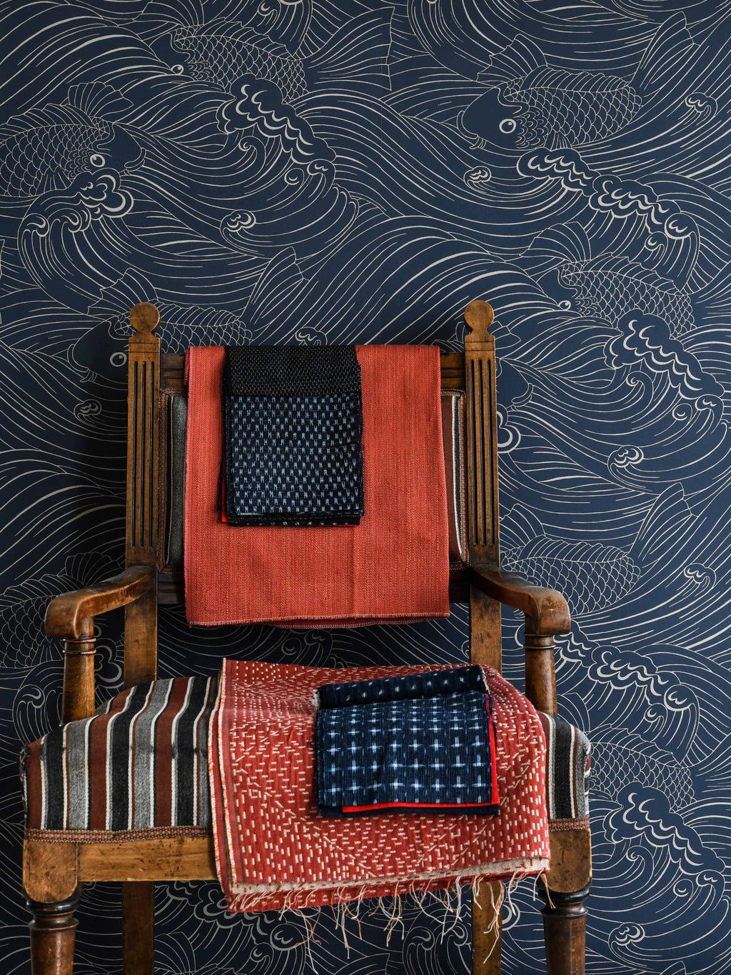 Plenty more Fish wallpaper by Langelid/von Bromssen - coastal design in Blue – Ink