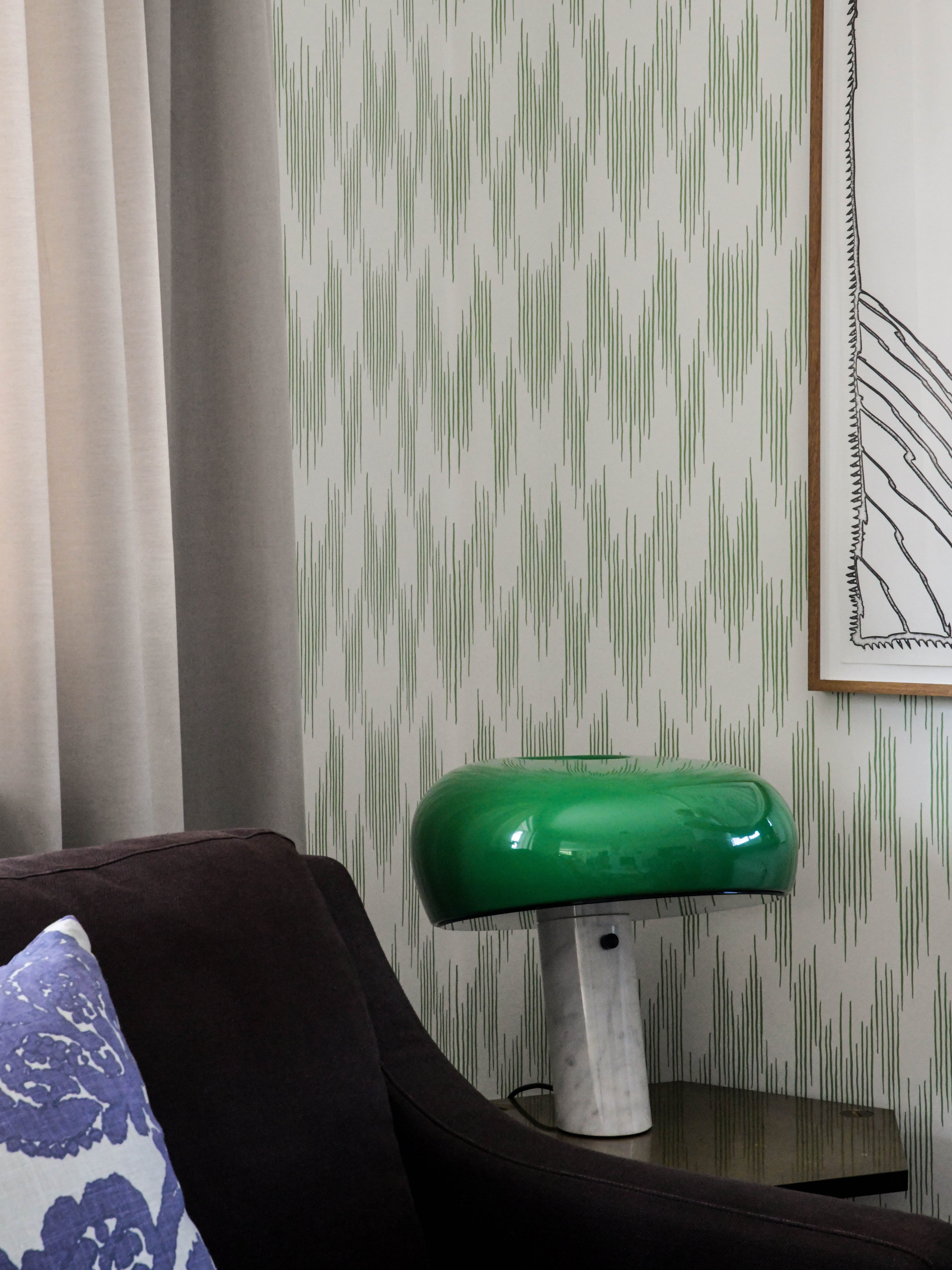 Ikat wallpaper by Langelid/von Bromssen - geometric design in Green