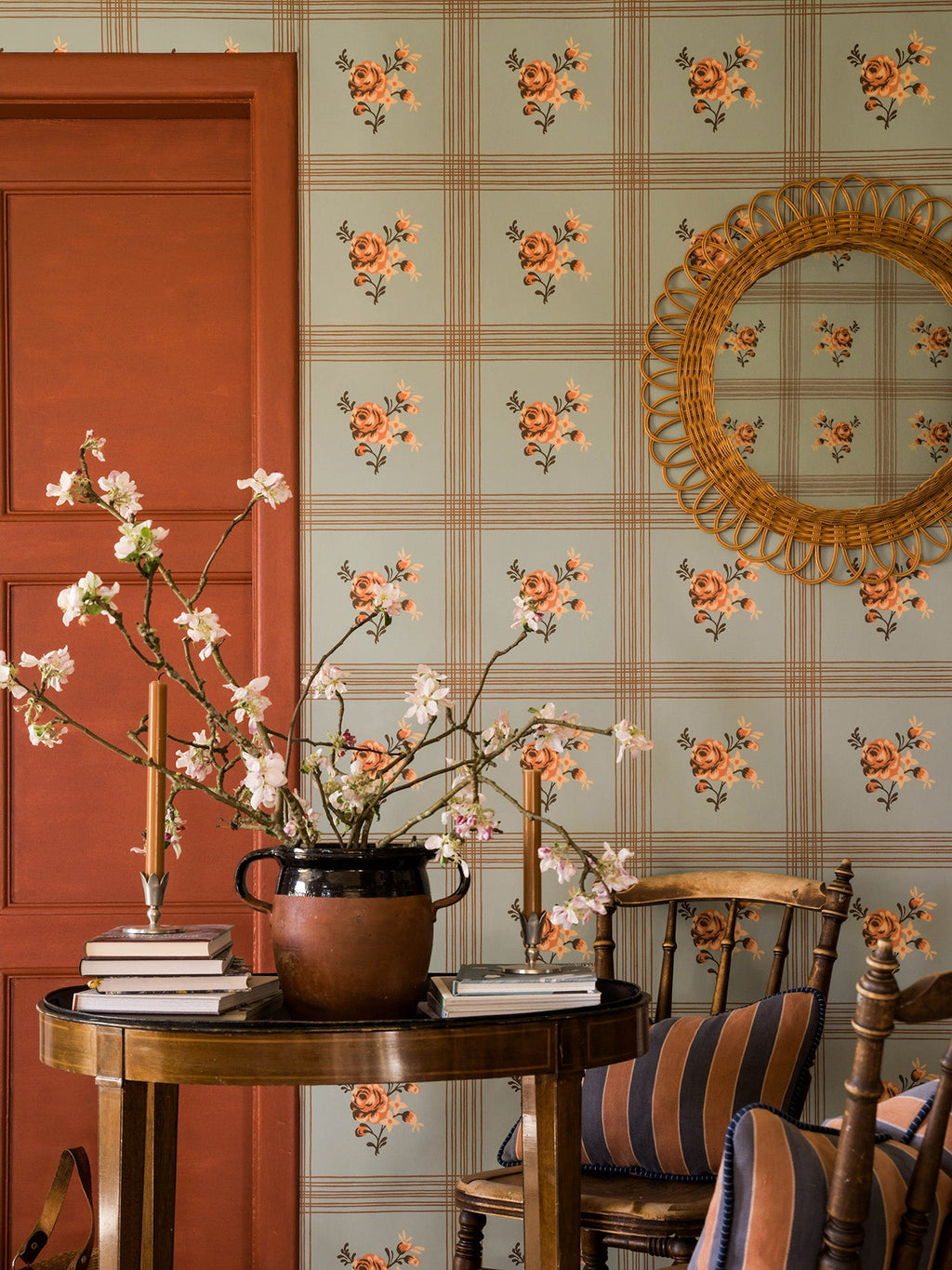 Rose wallpaper by Langelid/von Bromssen - floral design in Teal