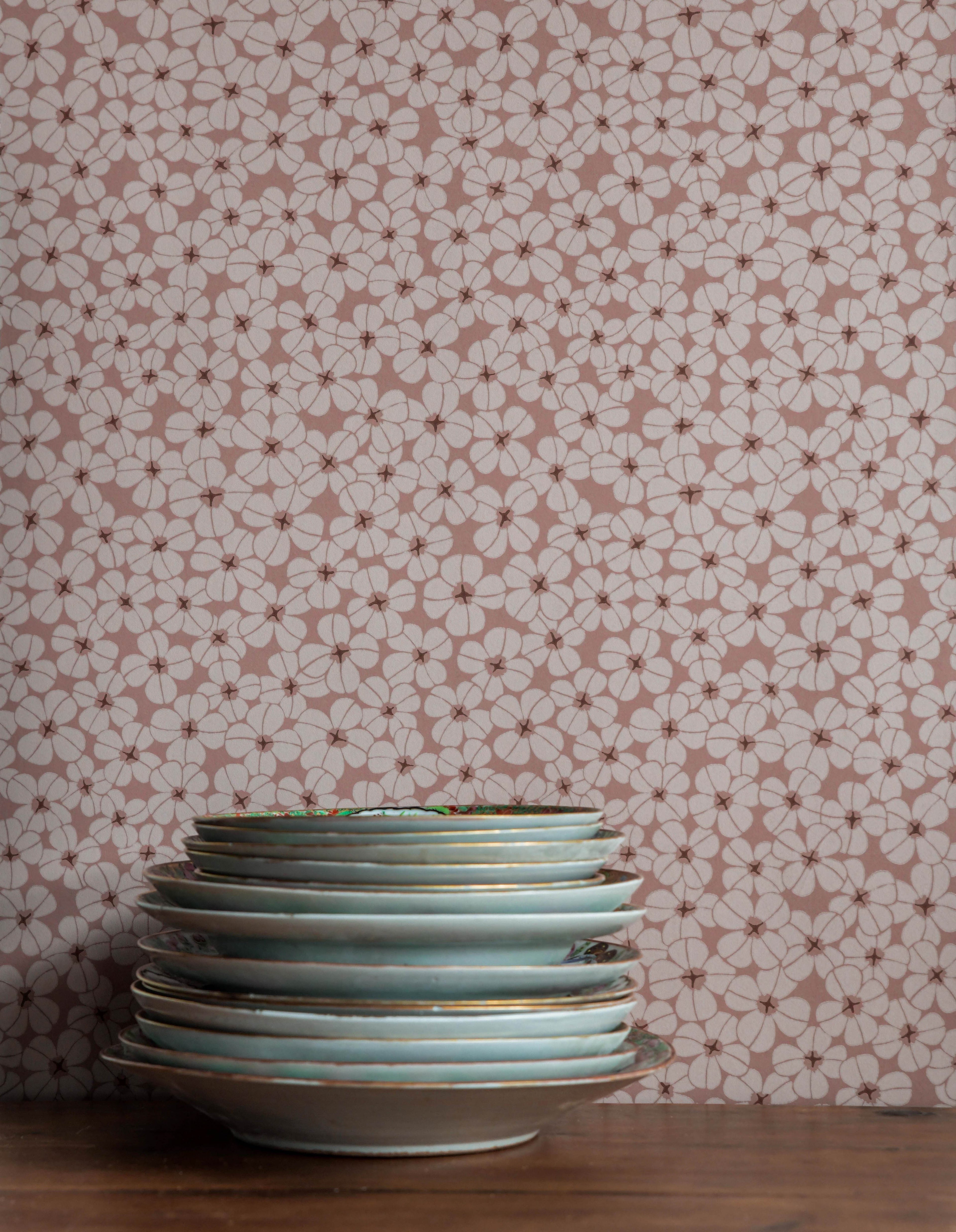 Flower Shower wallpaper by Langelid/von Bromssen - floral design in Pink