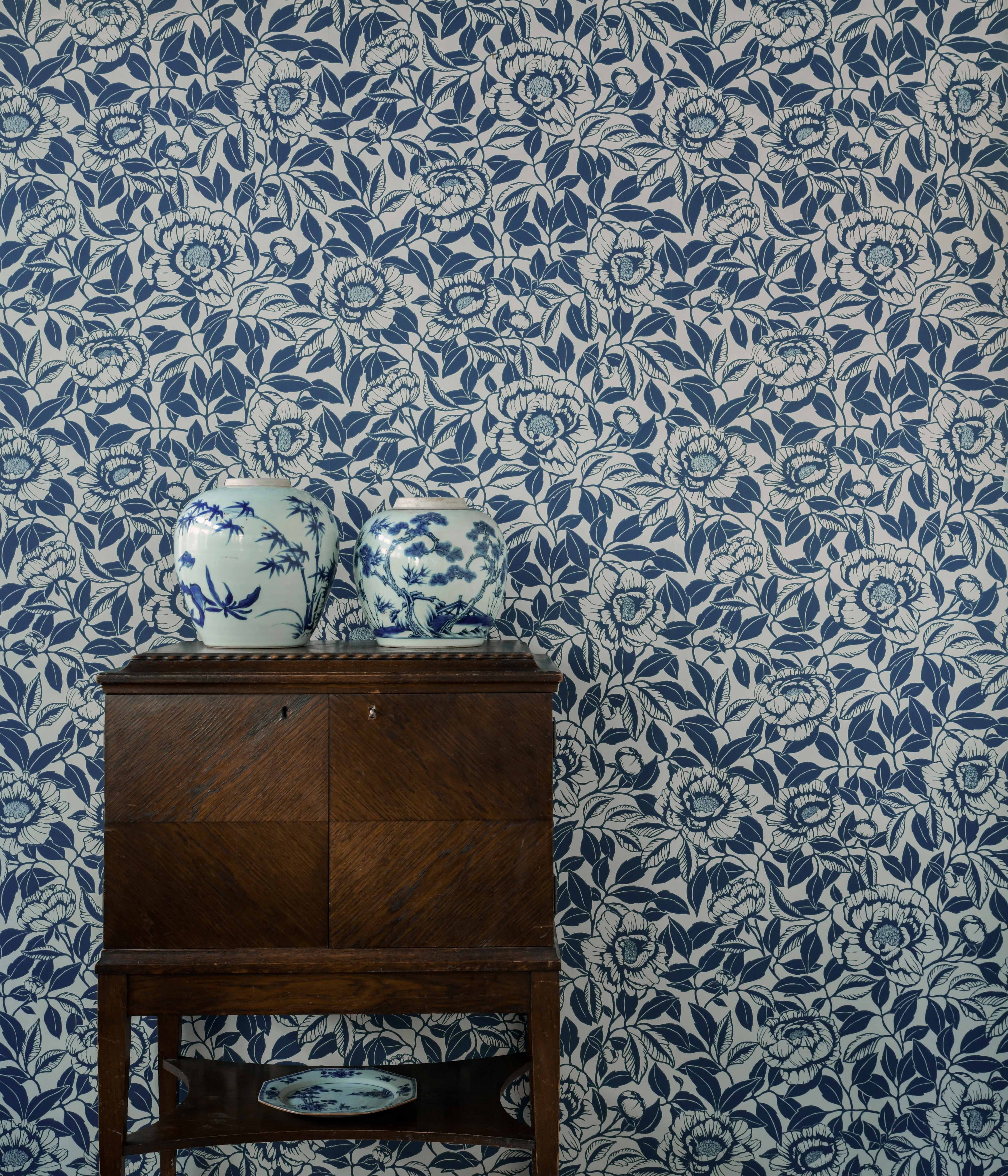 My Peony Garden wallpaper by Langelid/von Bromssen - floral design in Blue
