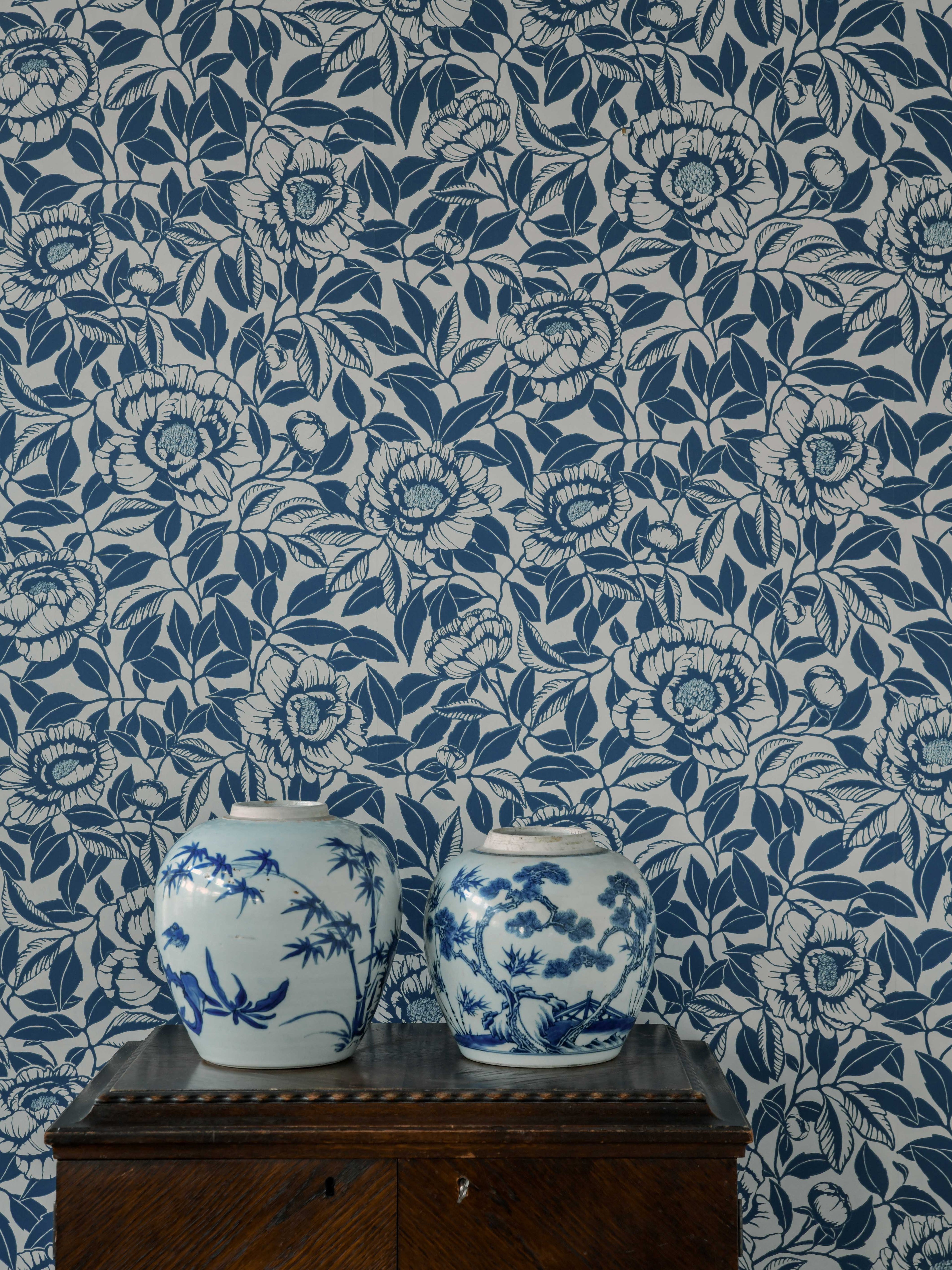 My Peony Garden wallpaper by Langelid/von Bromssen - floral design in Blue