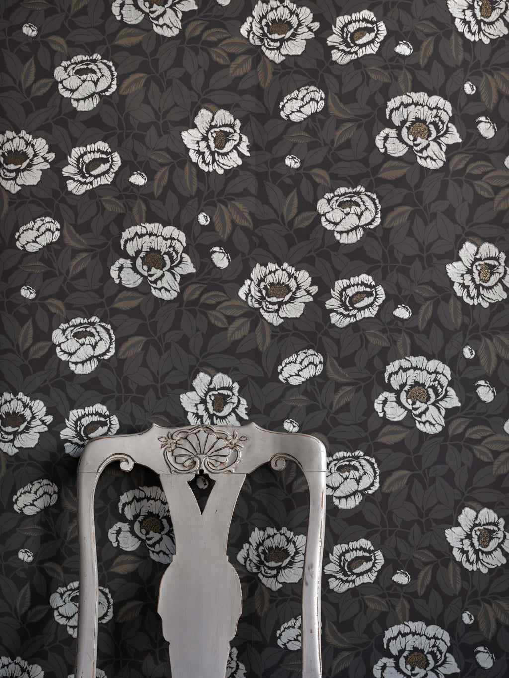 My Peony Garden wallpaper by Langelid/von Bromssen - floral design in Charcoal