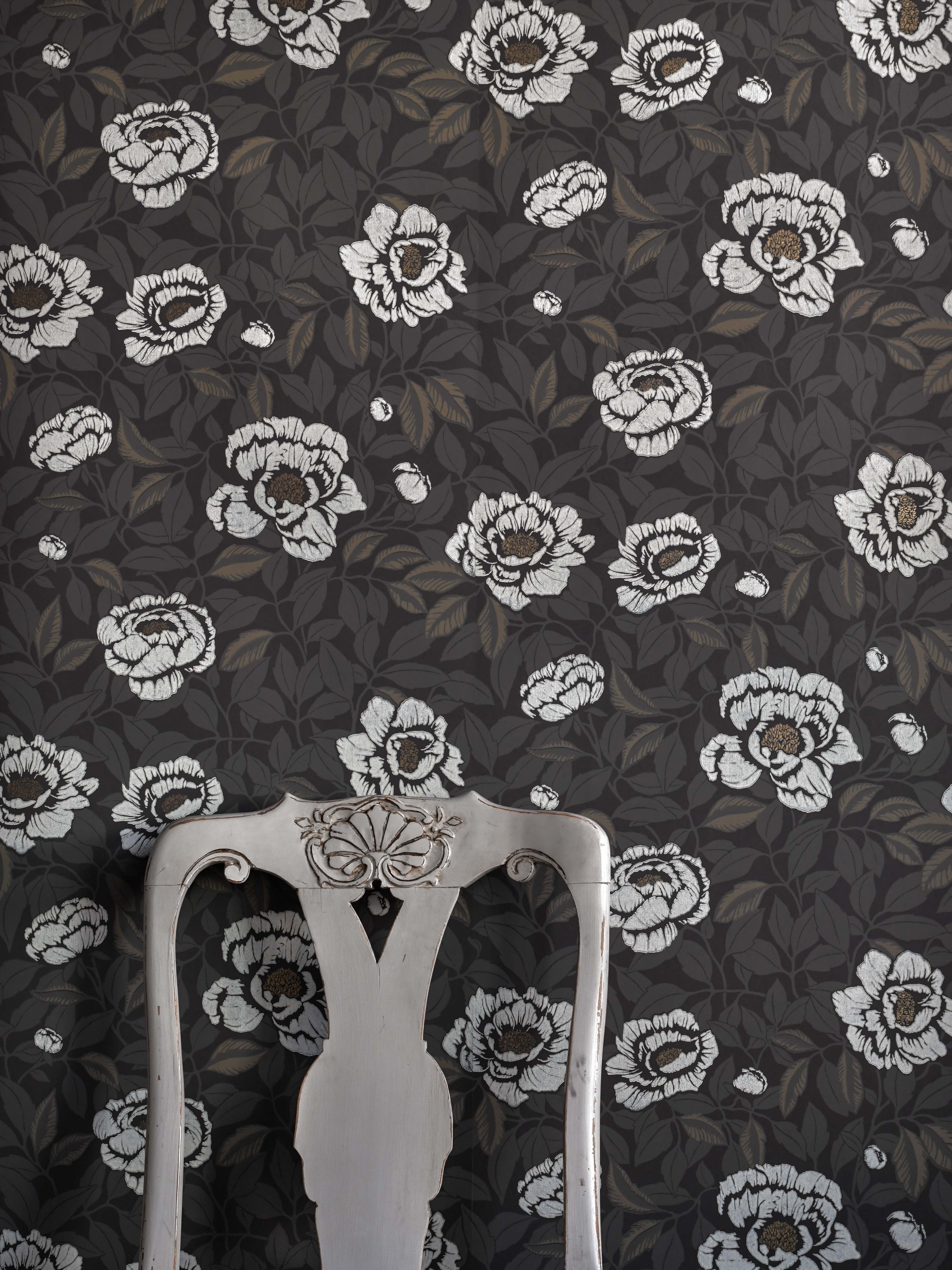 My Peony Garden wallpaper by Langelid/von Bromssen - floral design in Charcoal