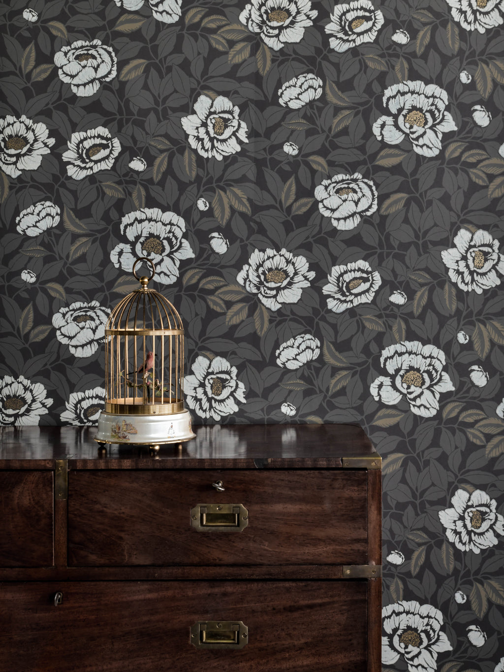 My Peony Garden wallpaper by Langelid/von Bromssen - floral design in Charcoal