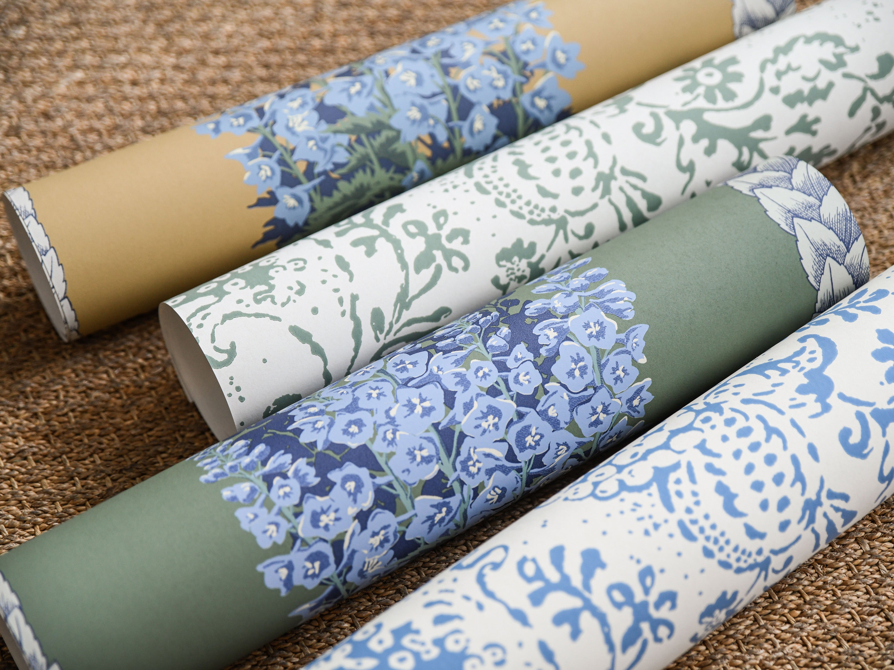 Delphinium wallpaper by Langelid/von Bromssen - floral design in Green