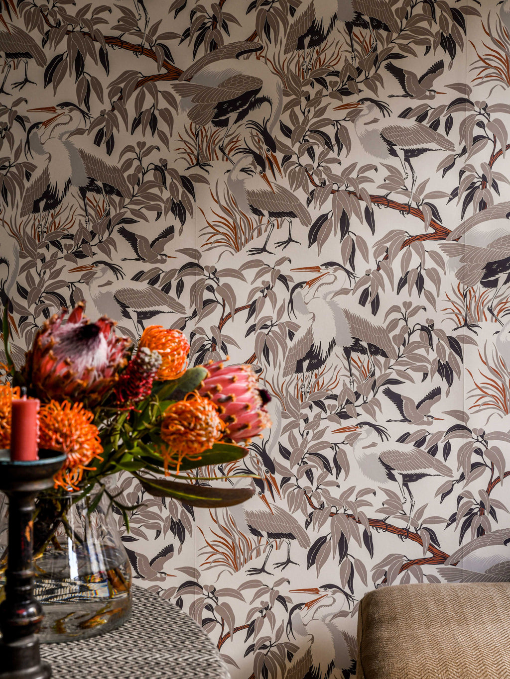 Herons wallpaper by Langelid/von Bromssen - animals design in Beige