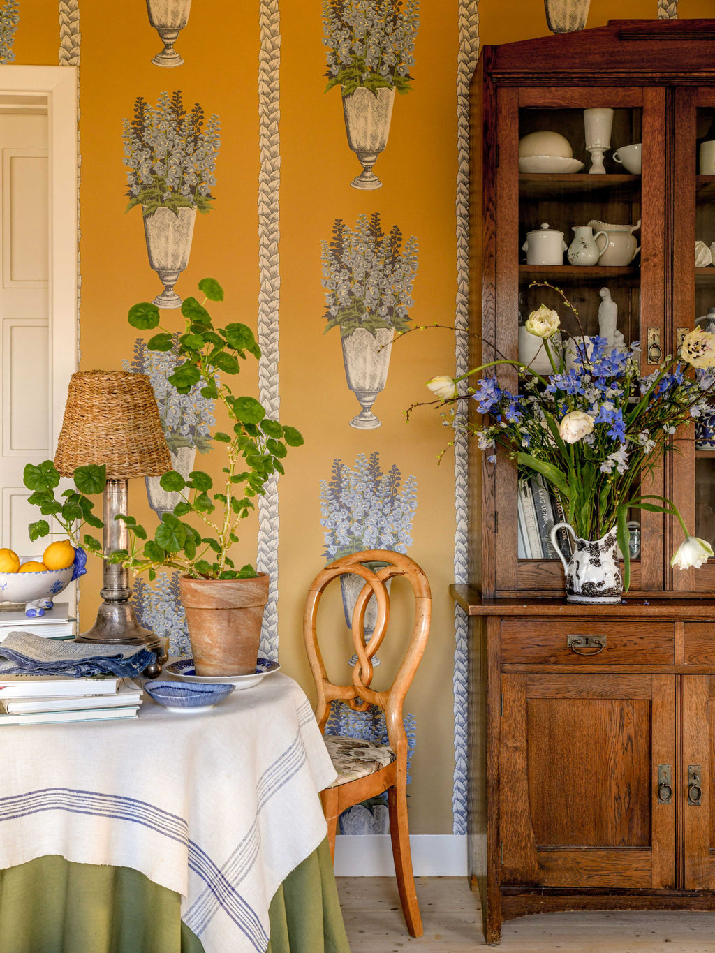 Delphinium wallpaper by Langelid/von Bromssen - floral design in Yellow