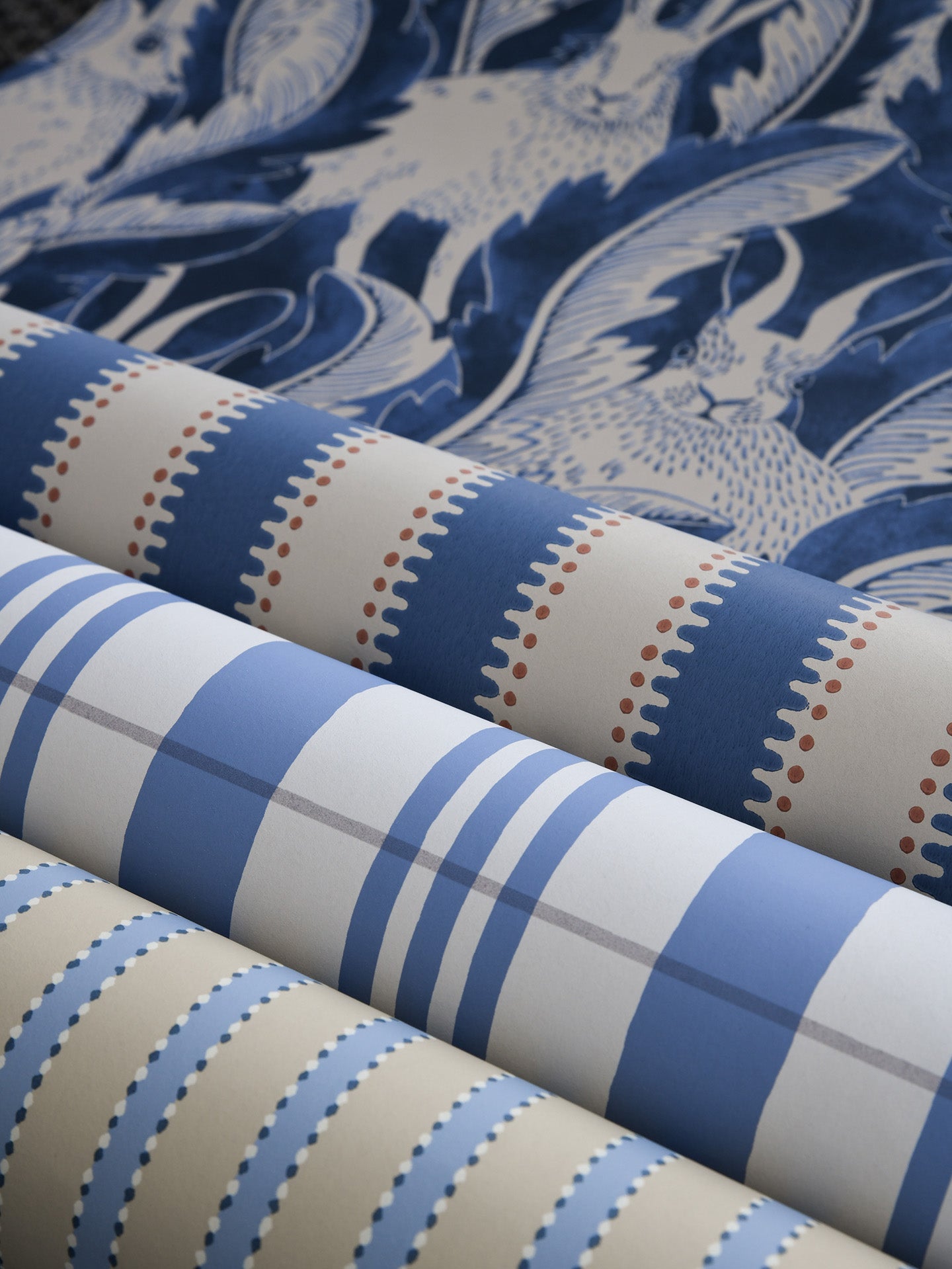 The Guards' Tent wallpaper by Langelid/von Bromssen - stripe design in Blue