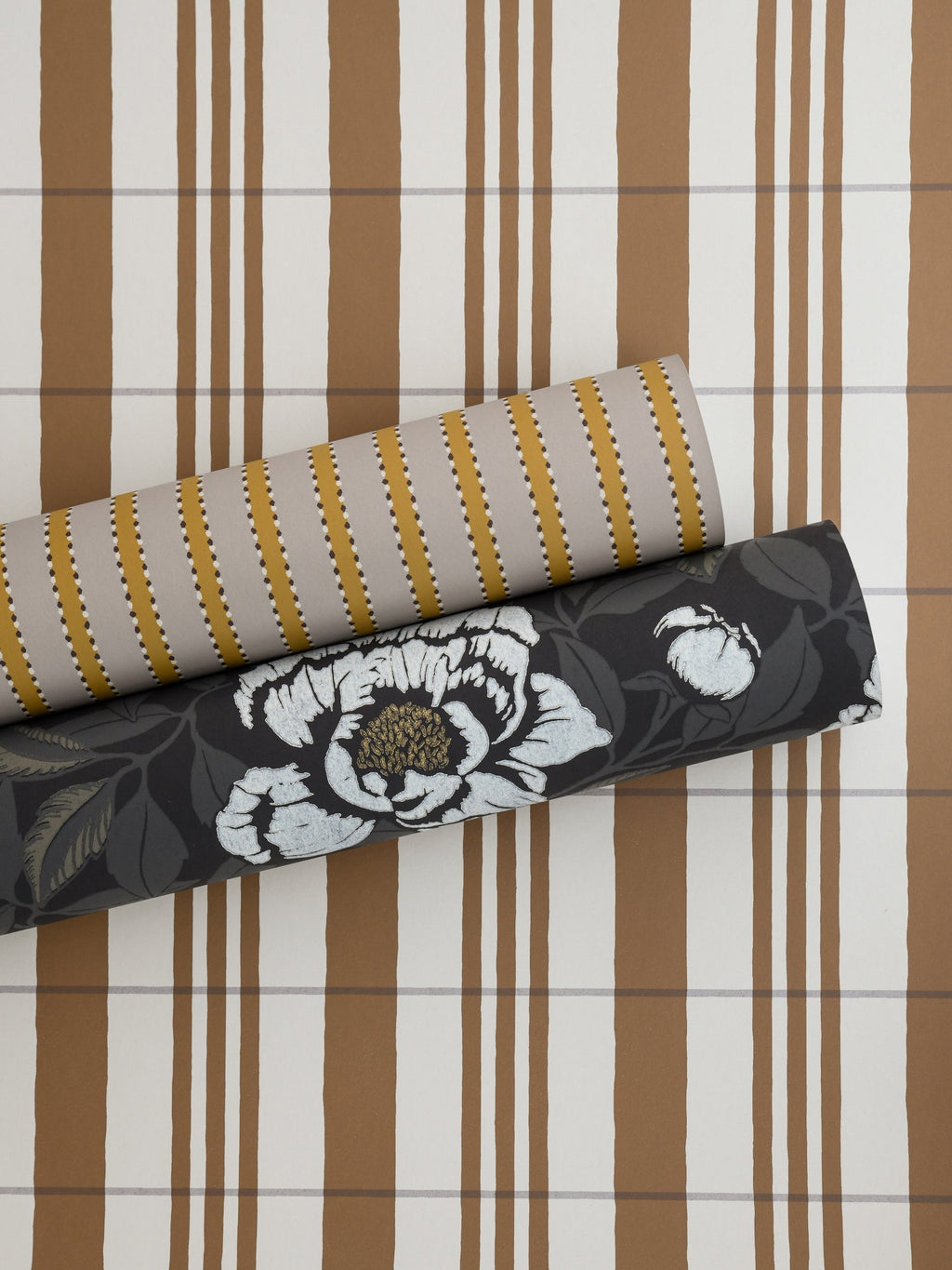 The Guards' Tent wallpaper by Langelid/von Bromssen - stripe design in Brown