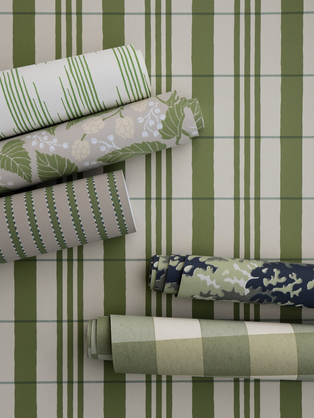 The Guards' Tent wallpaper by Langelid/von Bromssen - stripe design in Green