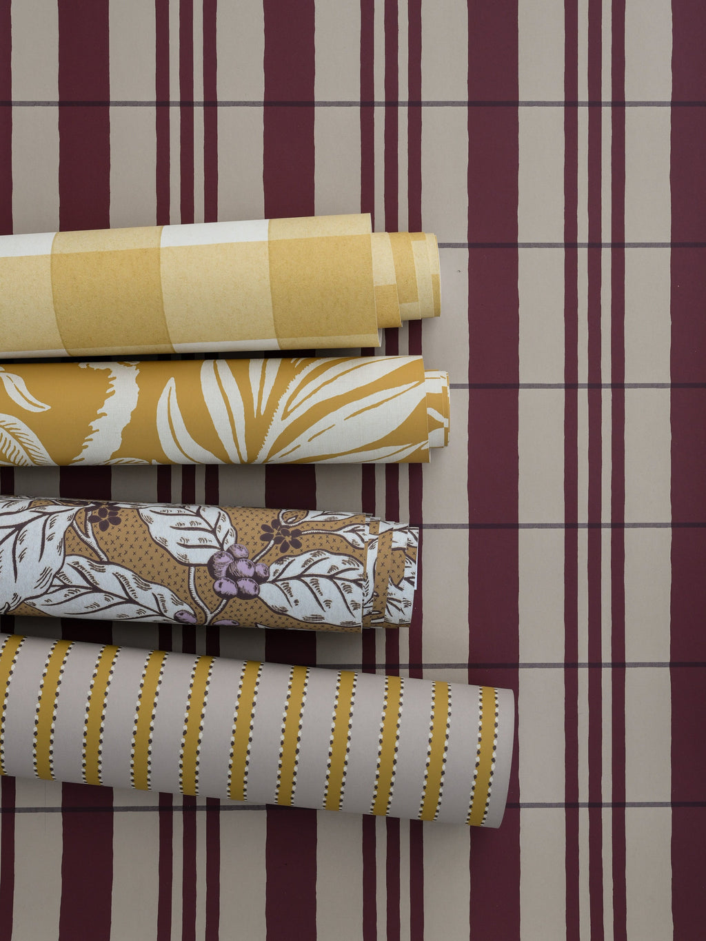 The Guards' Tent wallpaper by Langelid/von Bromssen - stripe design in Red
