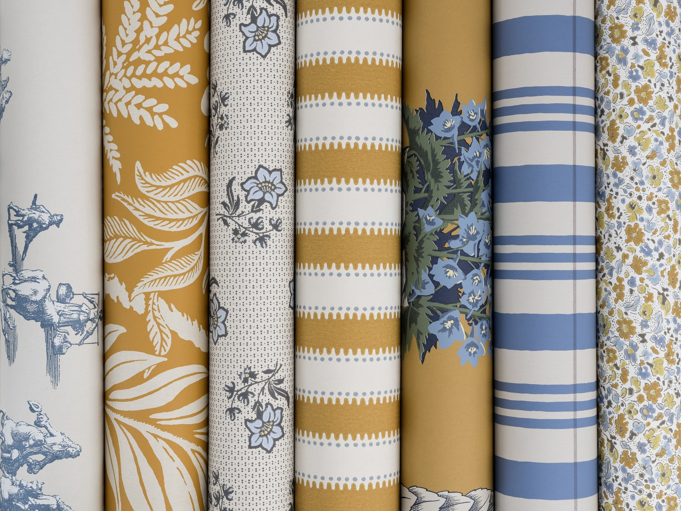 Delphinium wallpaper by Langelid/von Bromssen - floral design in Yellow