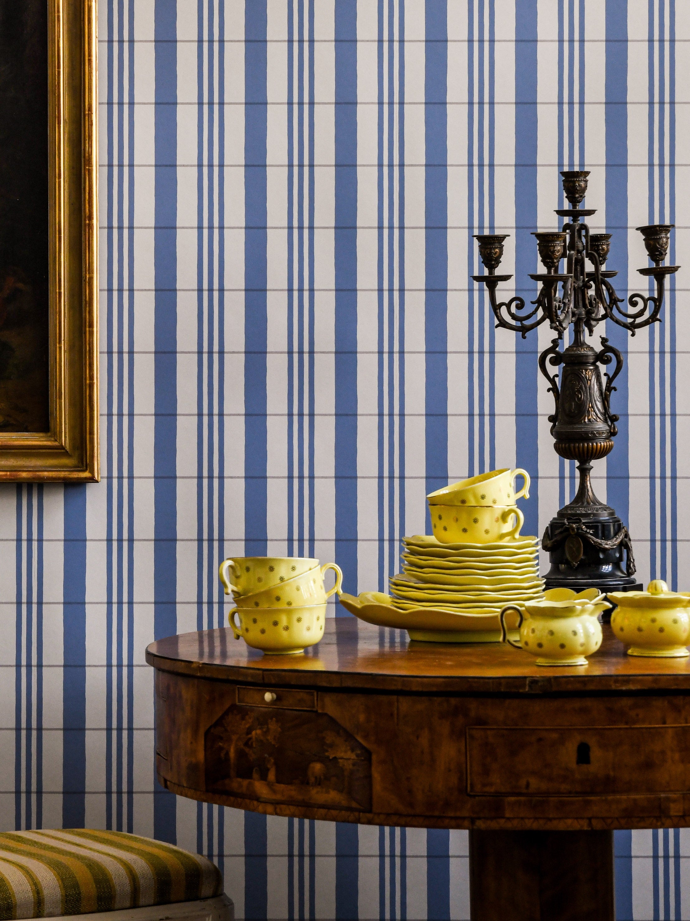 The Guards' Tent wallpaper by Langelid/von Bromssen - stripe design in Blue