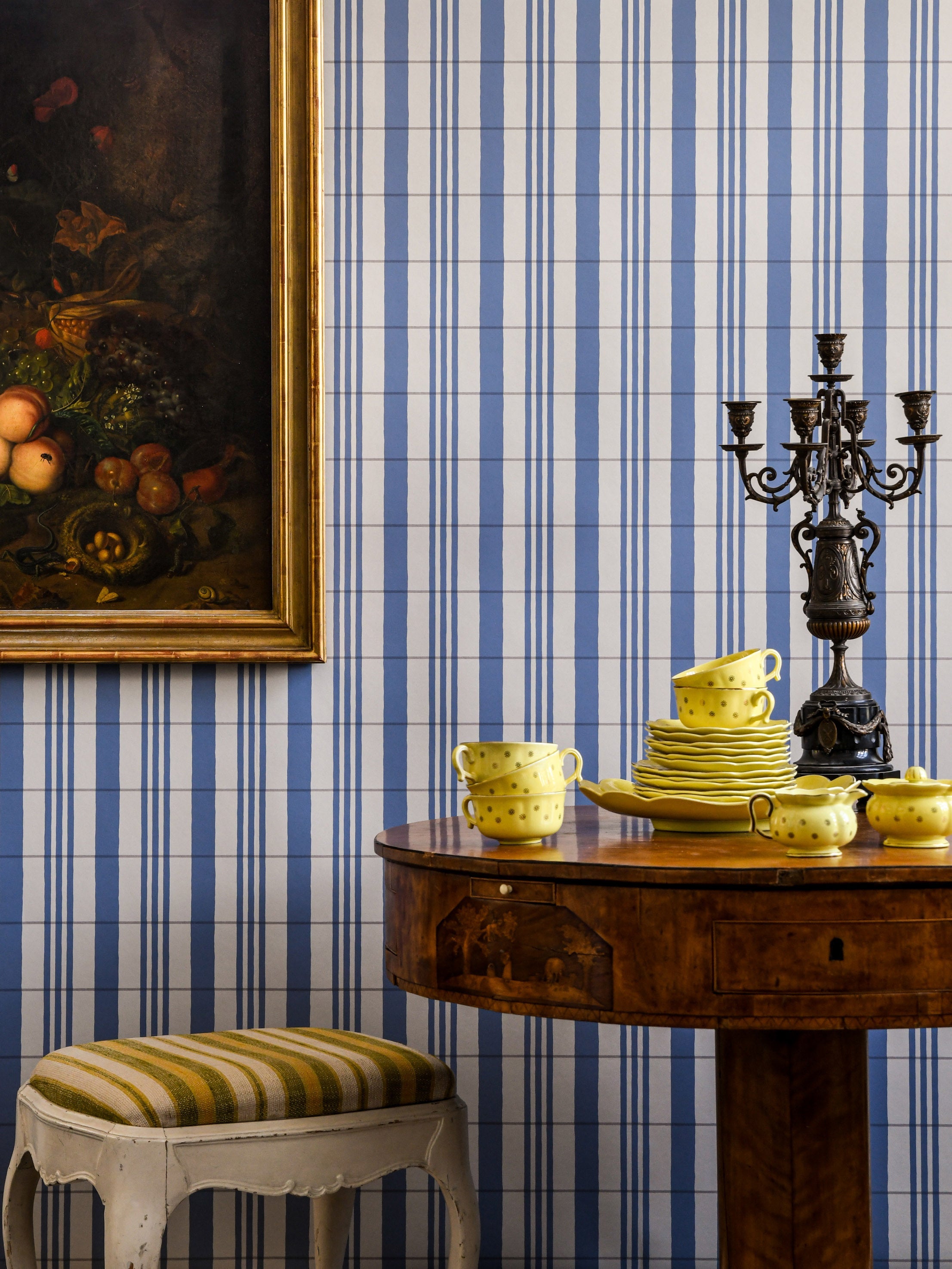 The Guards' Tent wallpaper by Langelid/von Bromssen - stripe design in Blue