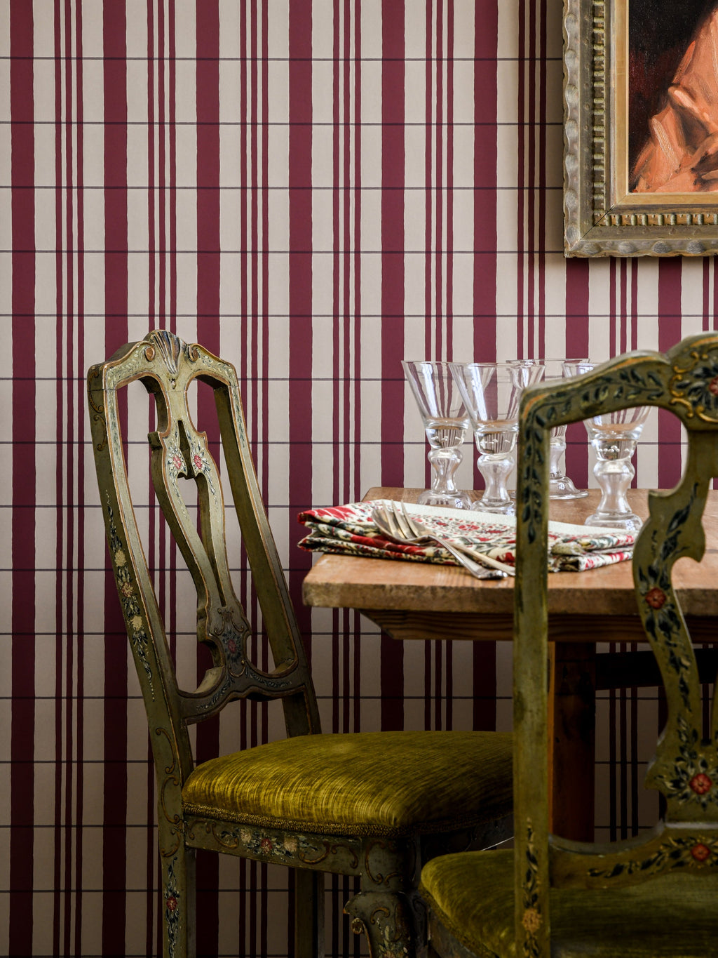 The Guards' Tent wallpaper by Langelid/von Bromssen - stripe design in Red