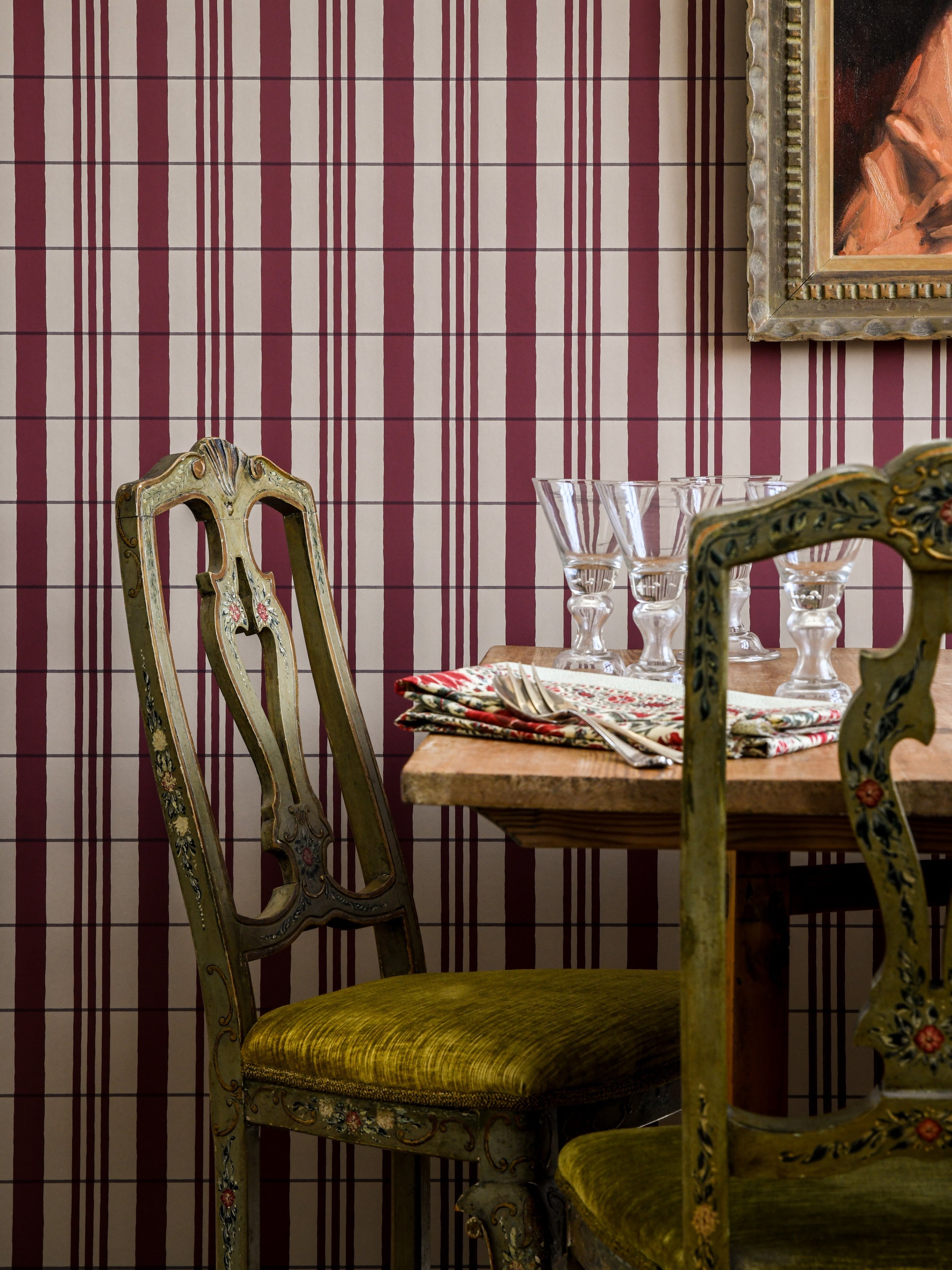 The Guards' Tent wallpaper by Langelid/von Bromssen - stripe design in Red
