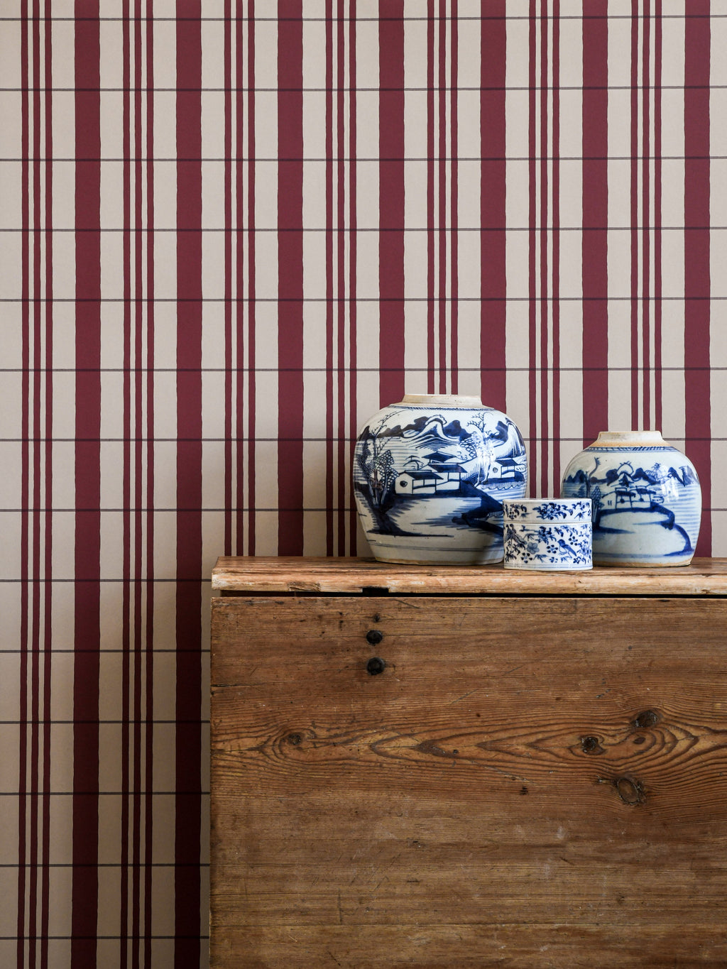 The Guards' Tent wallpaper by Langelid/von Bromssen - stripe design in Red
