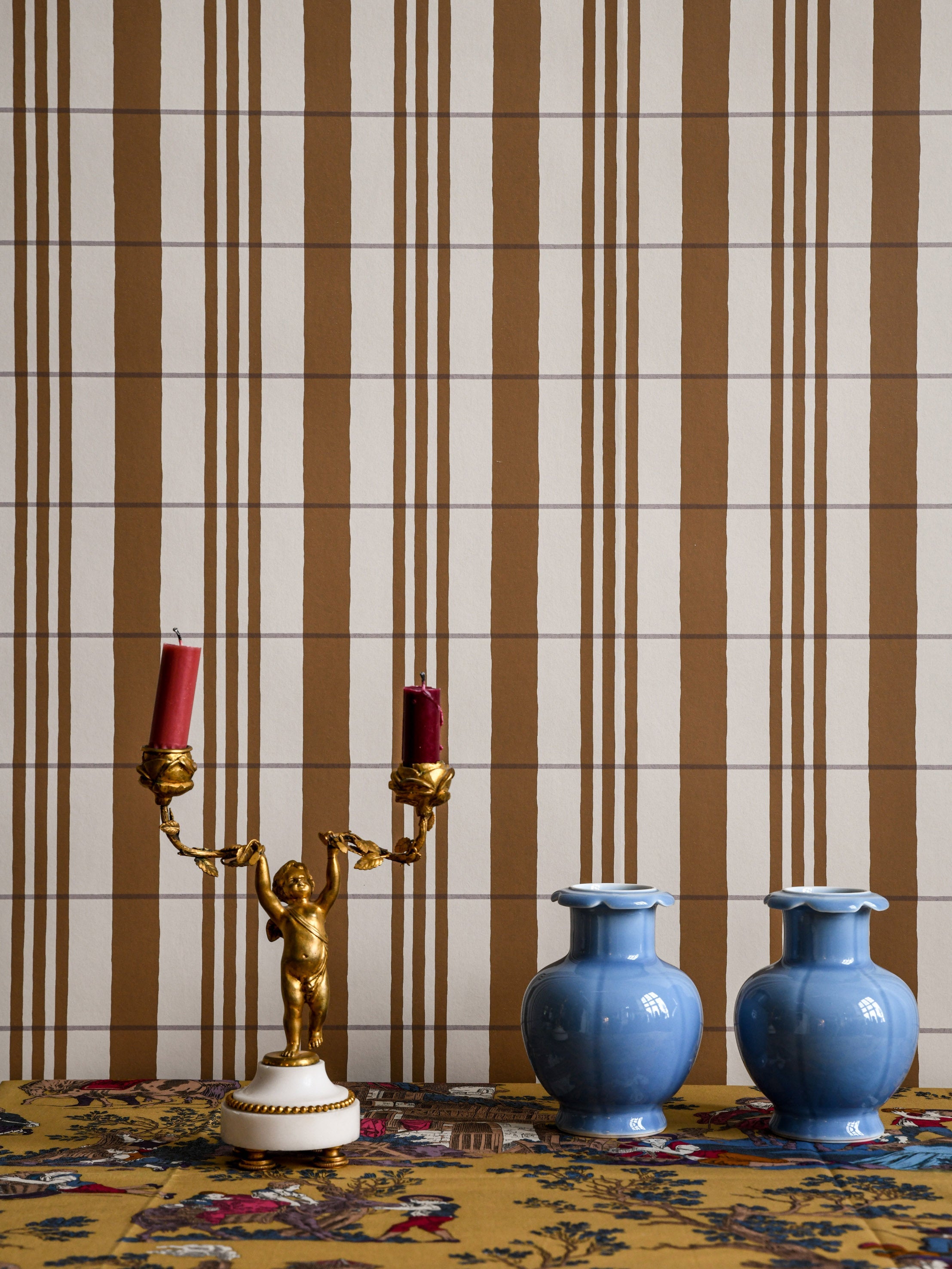 The Guards' Tent wallpaper by Langelid/von Bromssen - stripe design in Brown